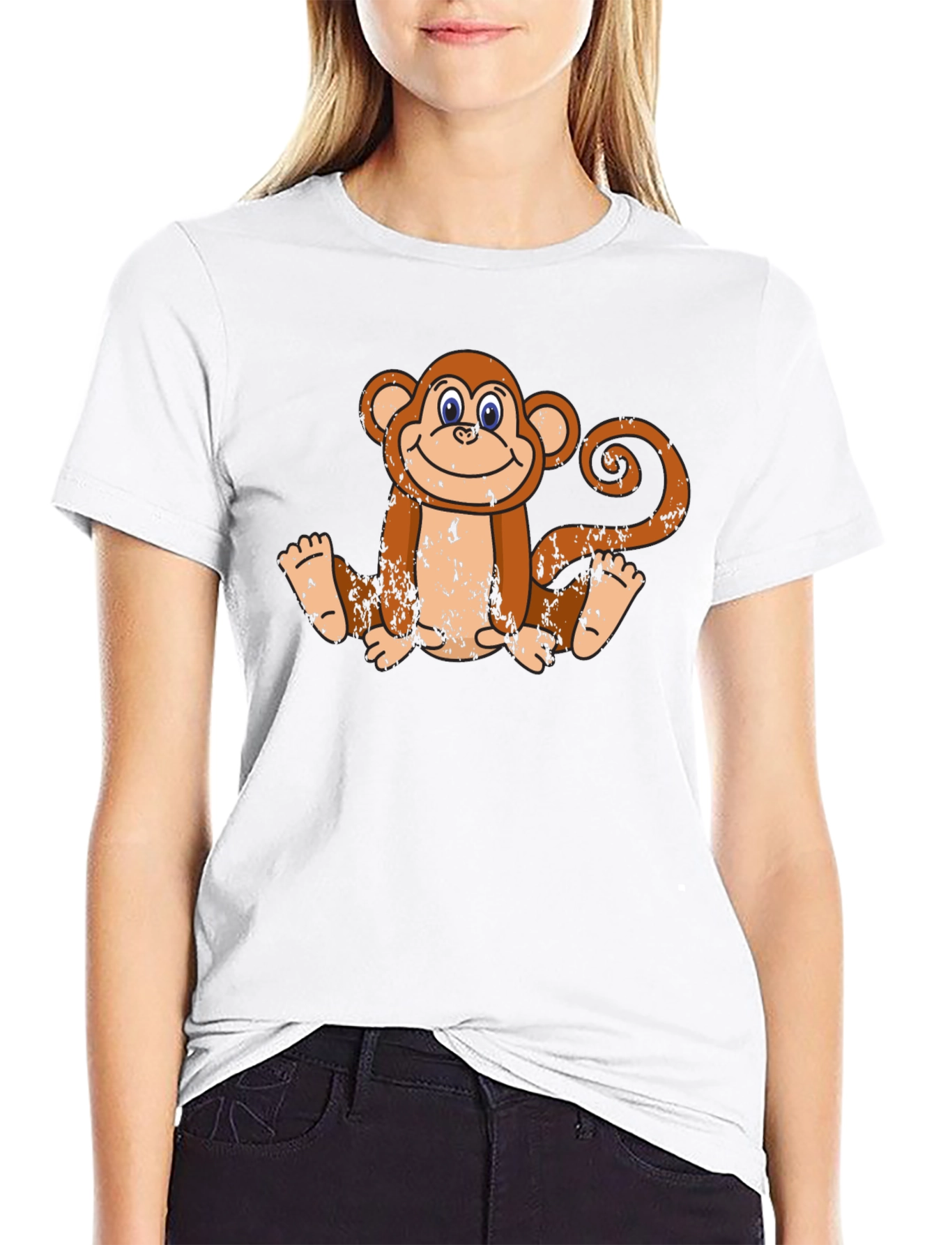 Black Smiling Monkey Graphic Tee - Casual Black T-Shirt view 9