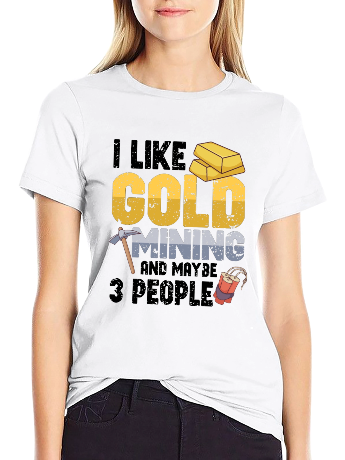 Black I Like Gold Mining & Maybe 3 People Funny T-Shirt view 9