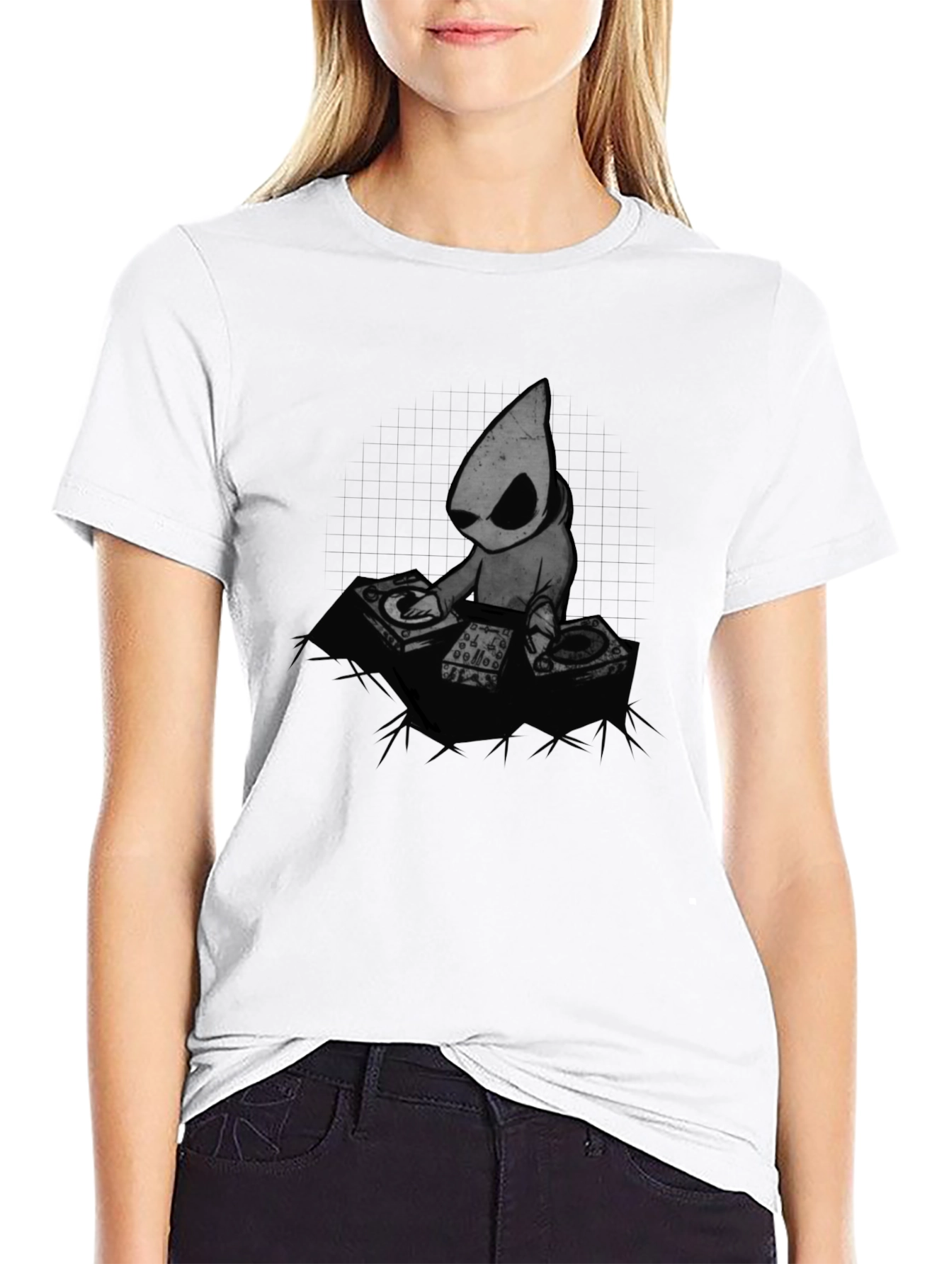 Black DJ Cartoon Graphic Black T-Shirt view 9
