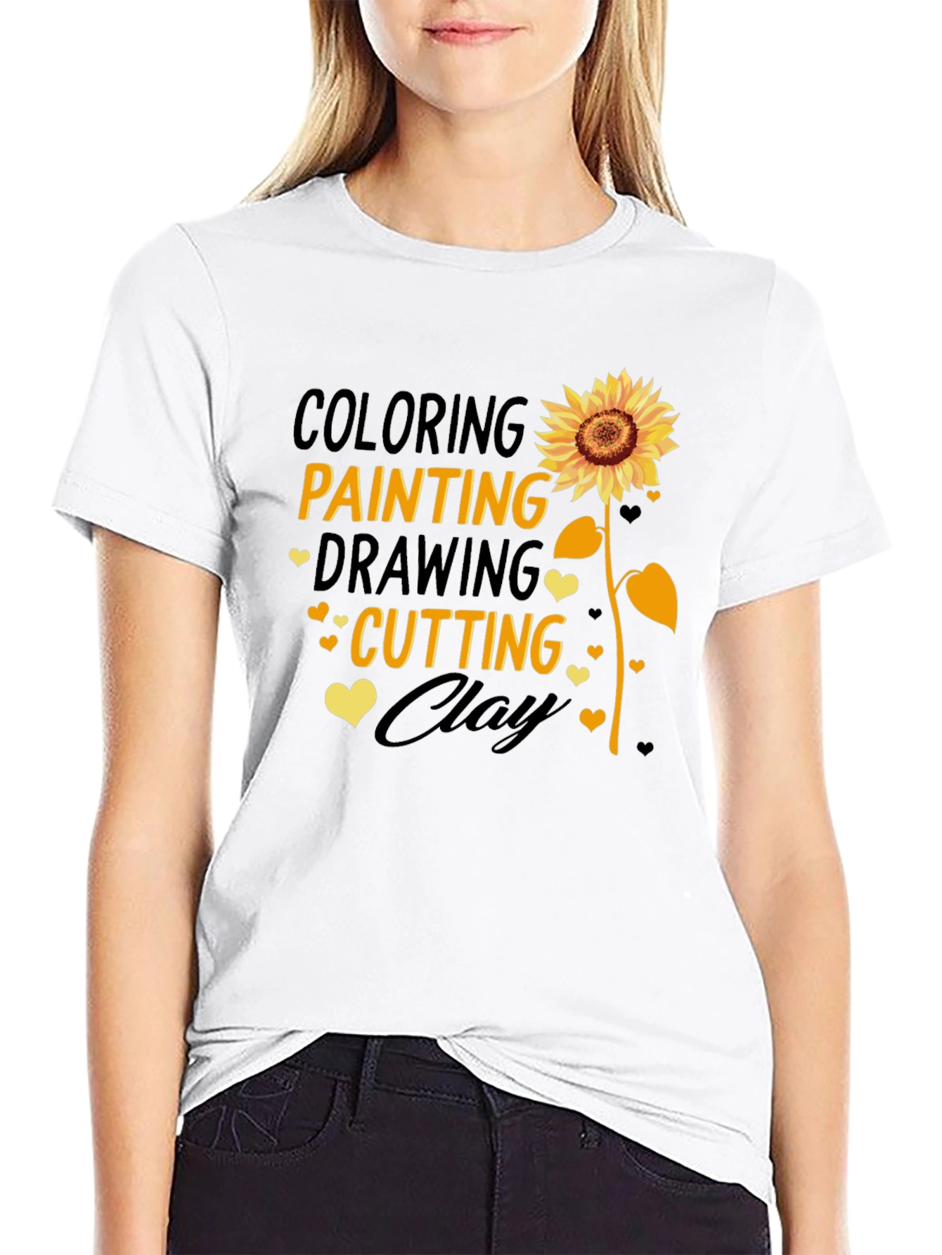 Black Creative Arts Sunflower Tee: Coloring, Painting, Drawing, Cutting, Clay view 9