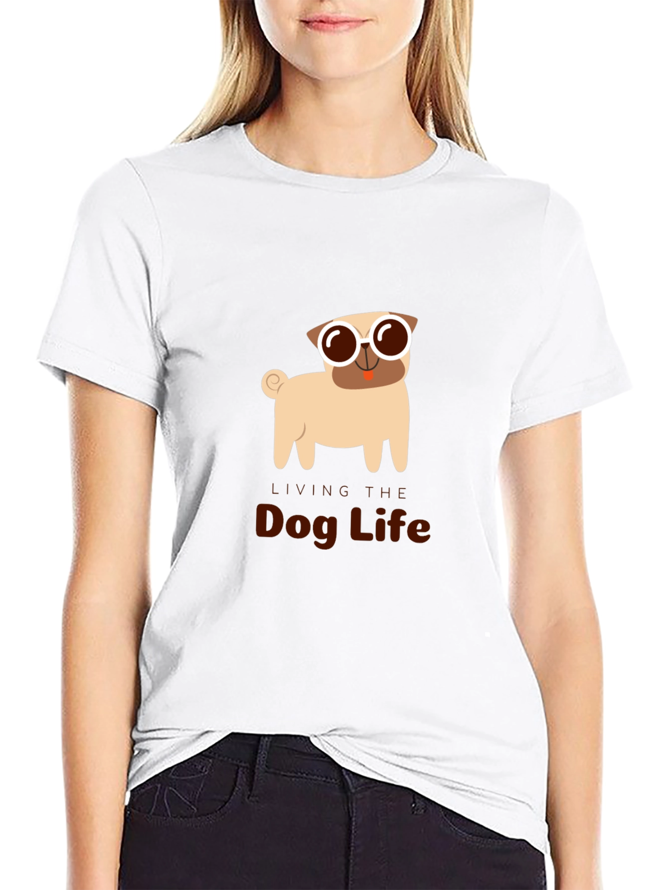 Black Dog Life Tee: Pug with Sunglasses view 9