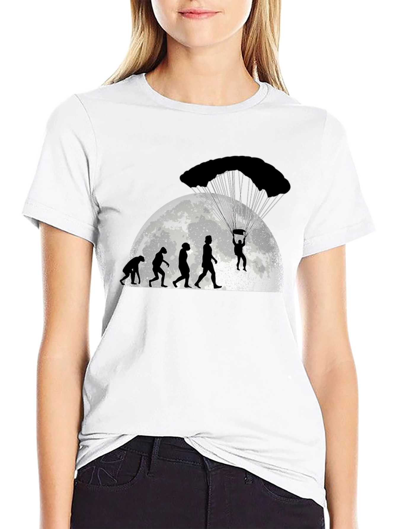 Black Skydiving Evolution T-Shirt - Black Cotton Tee view 9