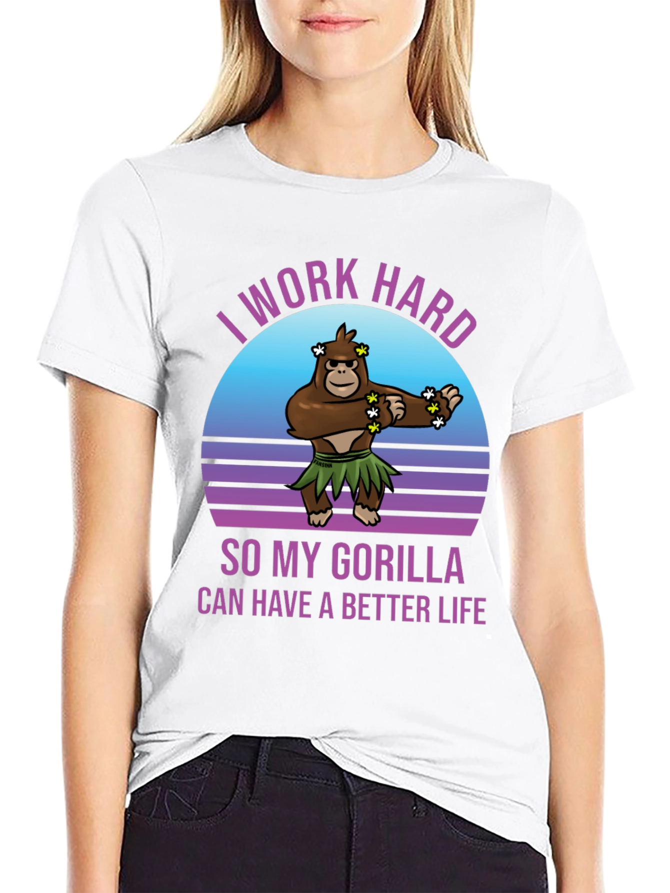 Black Work Hard Gorilla Better Life T-Shirt view 9