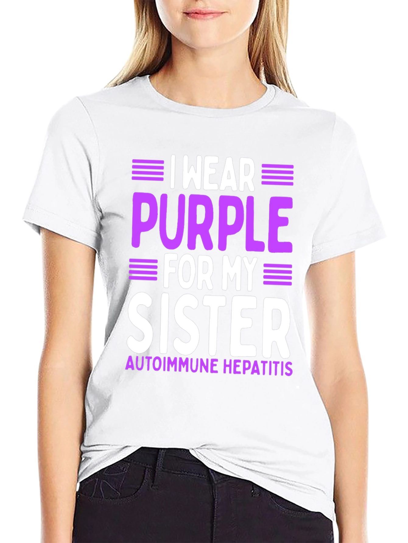 I Wear Purple For My Sister Autoimmune Hepatitis Awareness T-Shirt - 9