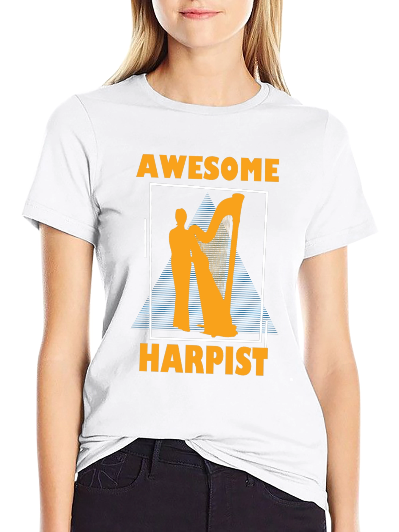 Black Awesome Harpist Graphic T-Shirt Musician Tee view 9