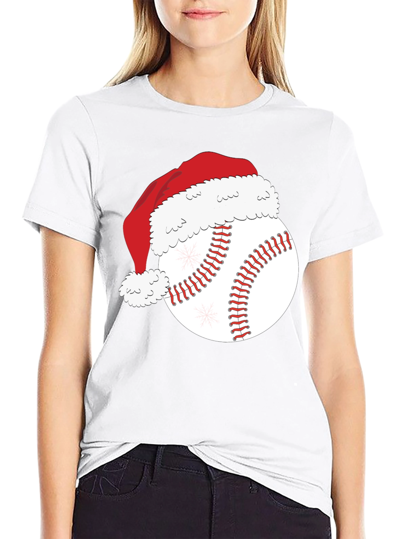 Black Festive Baseball Santa Hat T-Shirt view 9