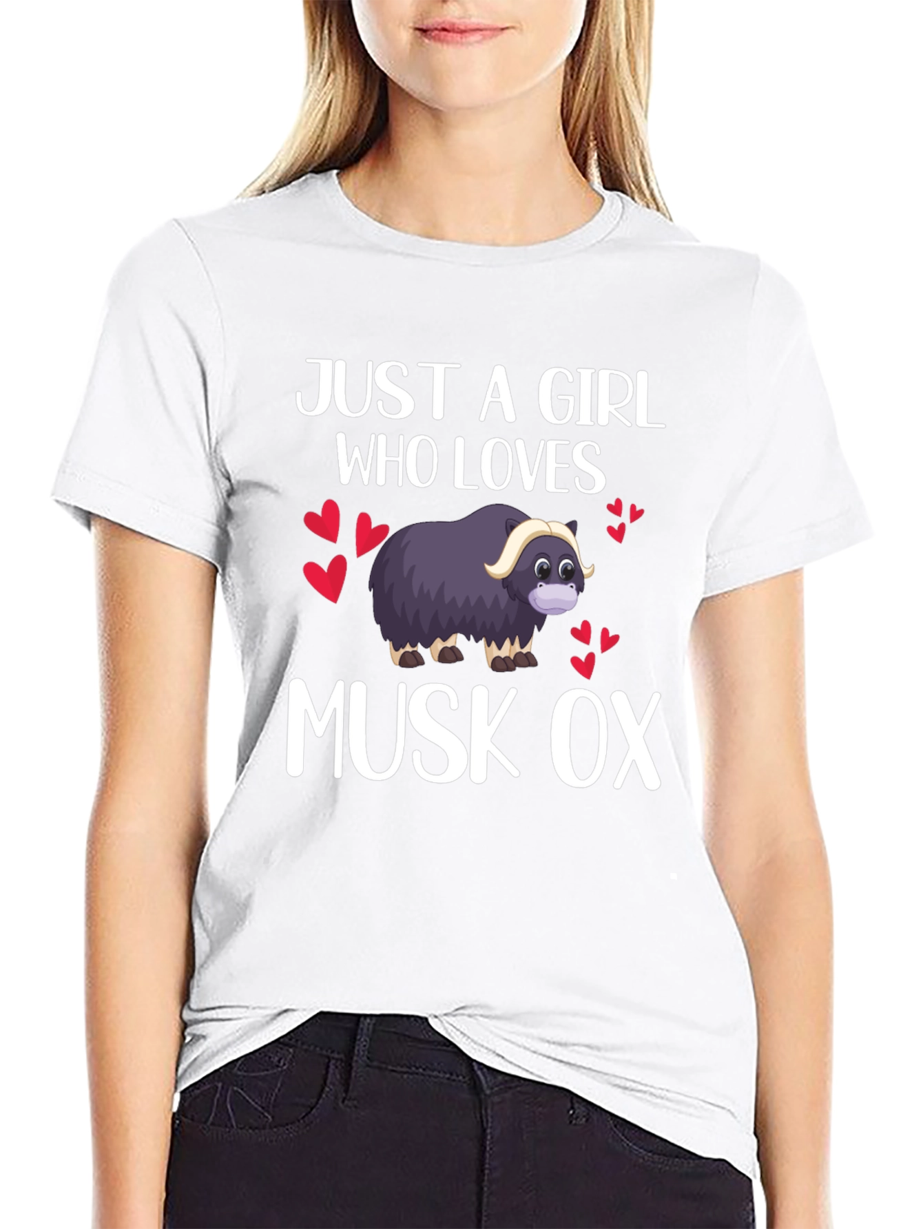 Black Just A Girl Who Loves Musk Ox T-Shirt view 9