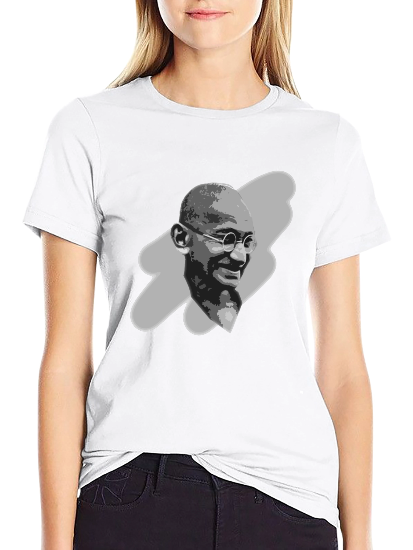 Black Gandhi Portrait Graphic Tee - Black T-Shirt view 9