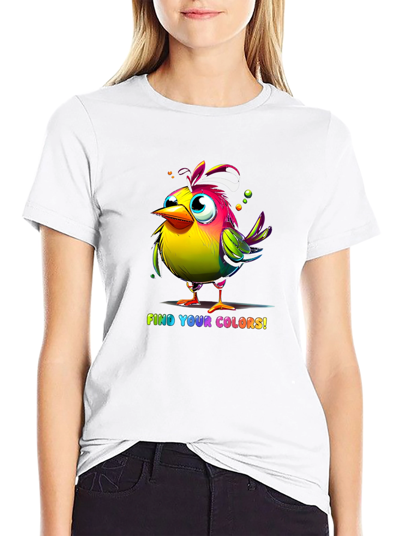 Black Colorful Bird T-Shirt - Find Your Colors view 9