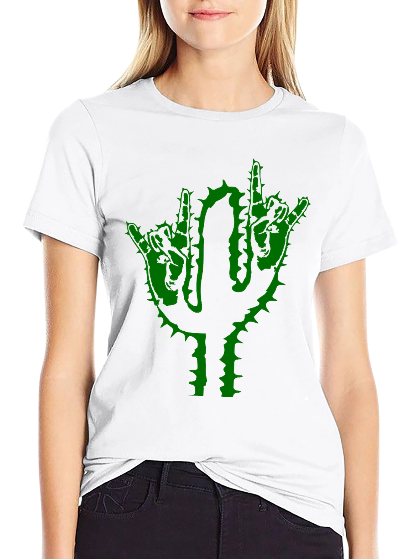Black Cactus Rock On Graphic T-Shirt view 9