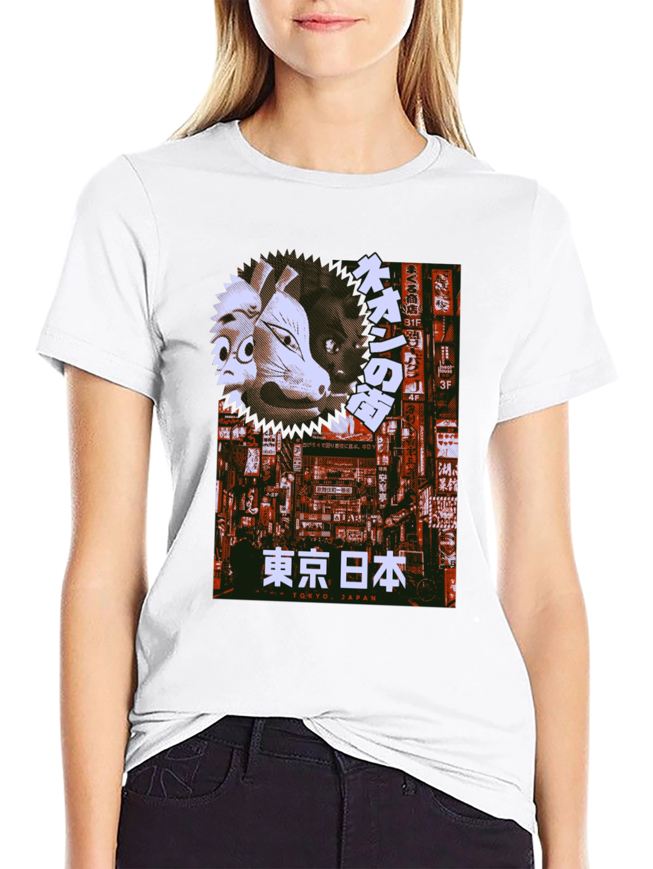 Black Tokyo Japan Mask Graphic Tee - Black view 9