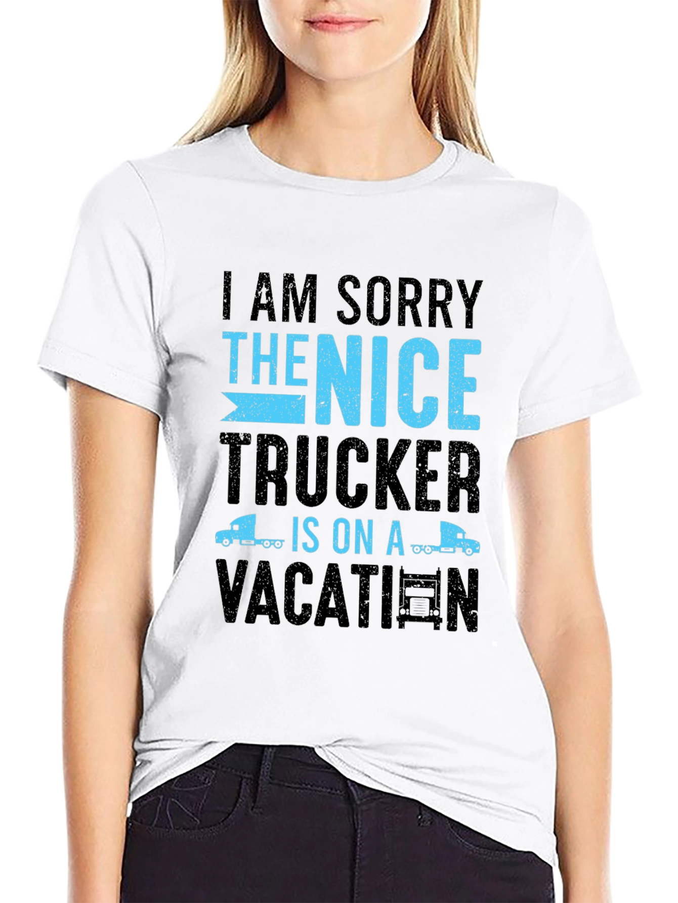 Black Funny Trucker Vacation T-Shirt view 9