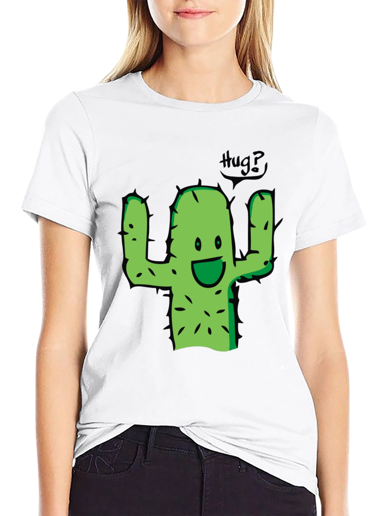 Black Hug Me Cactus T-Shirt view 9