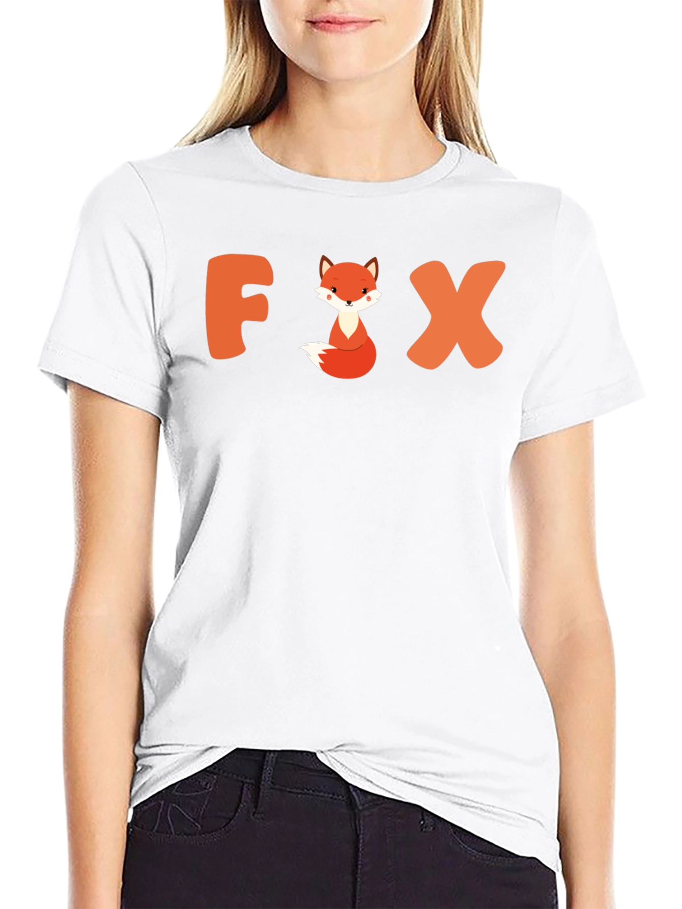 Black Cute Fox Graphic Tee - Unisex Black T-Shirt view 9