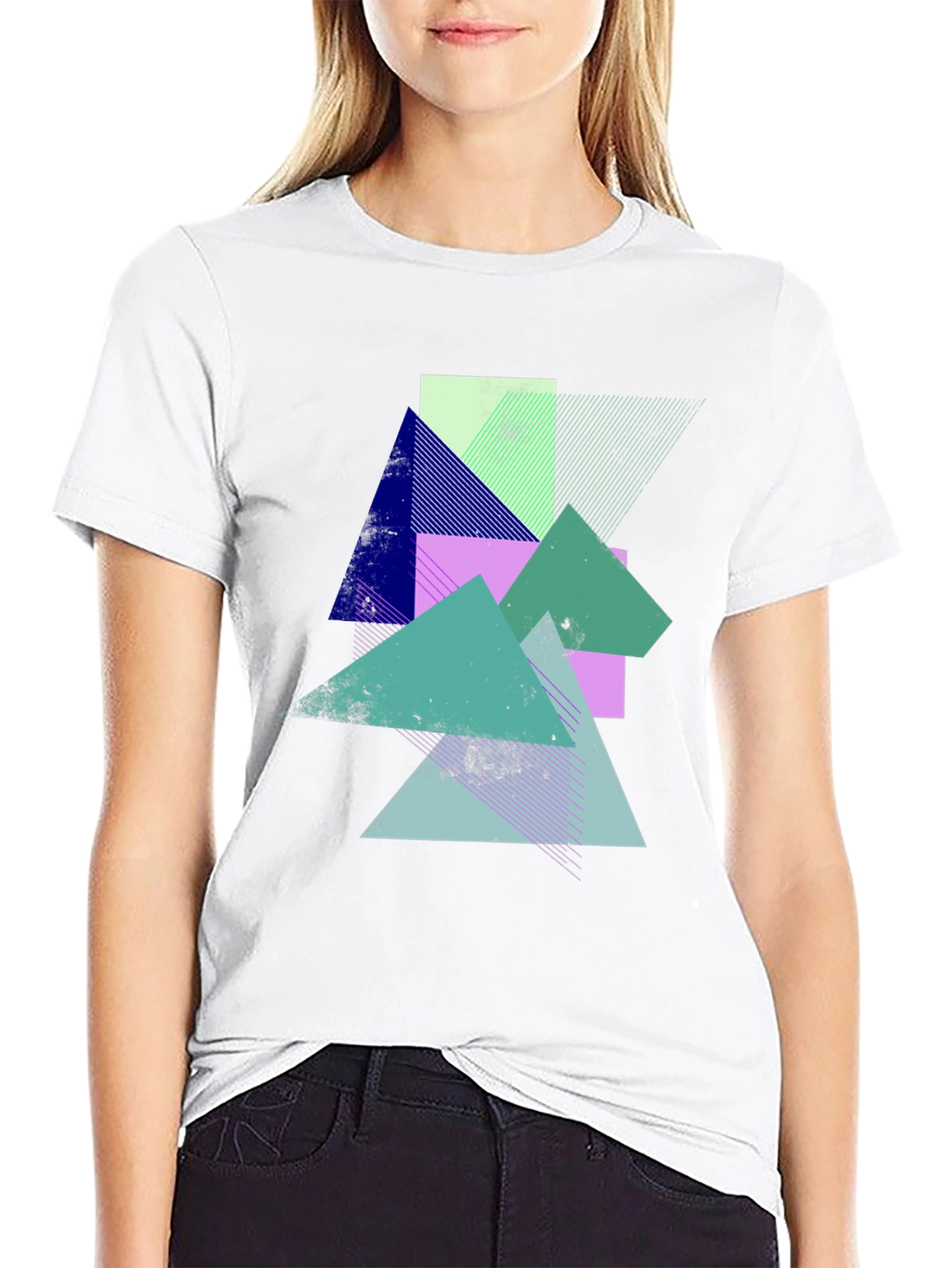 Black Geometric Abstract Graphic Tee - Modern Art Shirt view 9