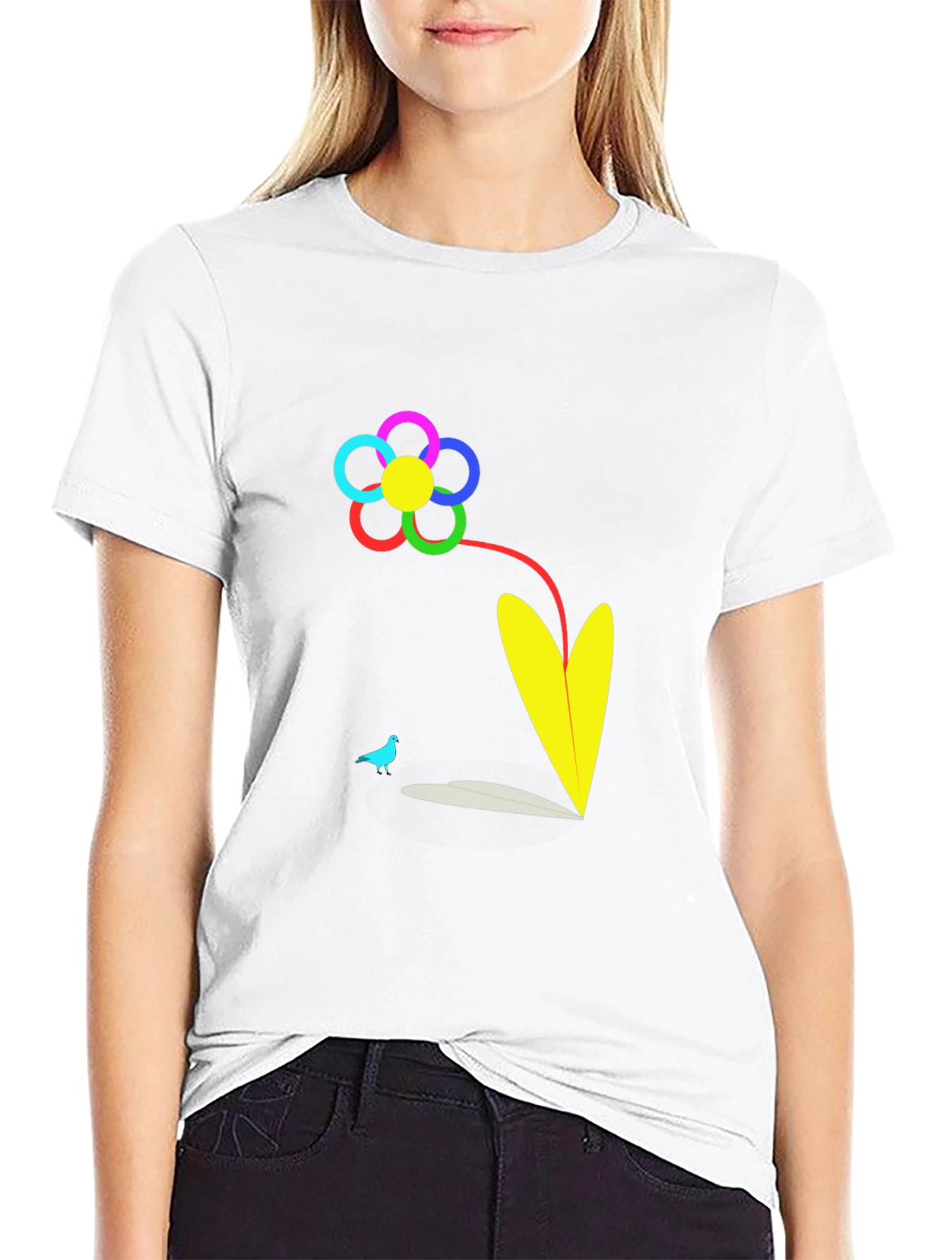 Black Vibrant Flower Graphic T-Shirt view 9