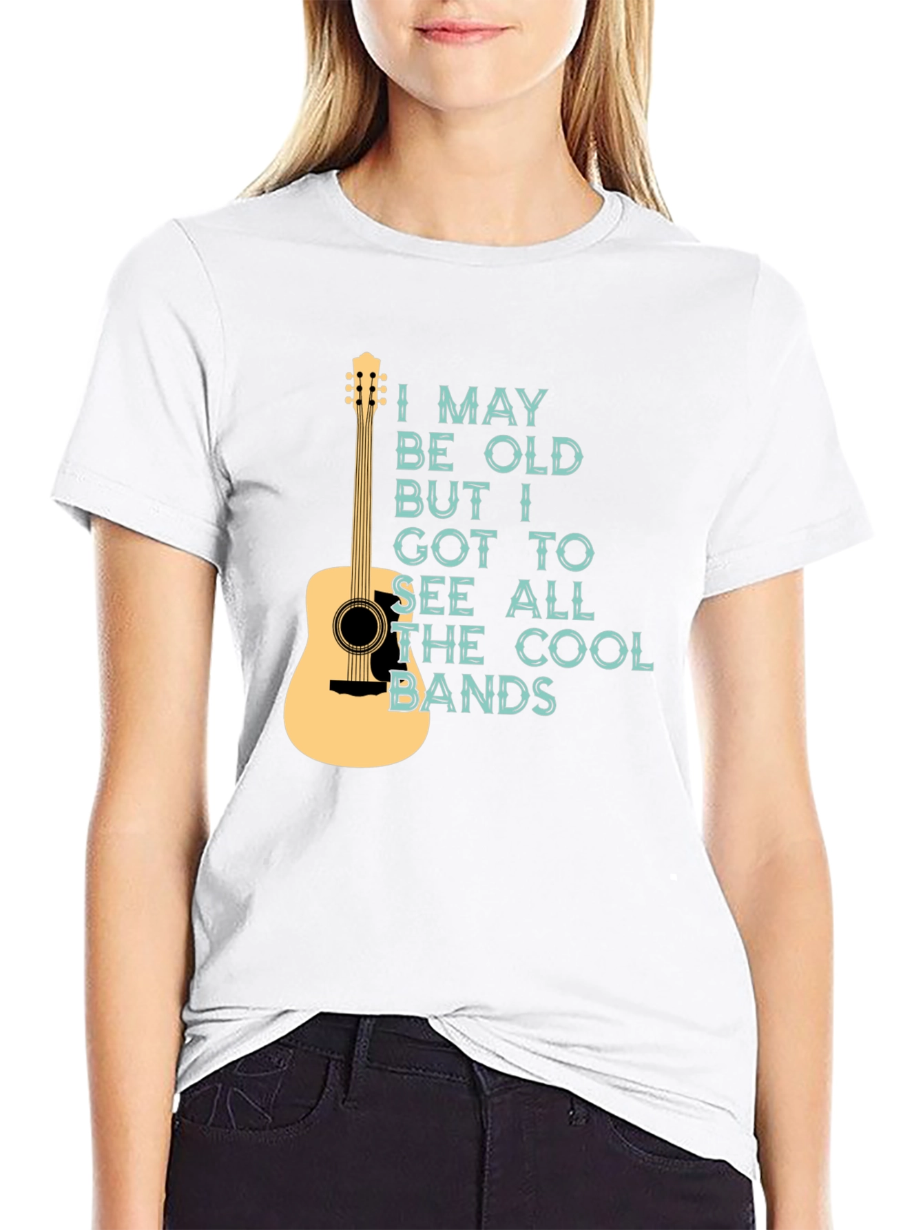Black Cool Bands Guitar Graphic T-Shirt view 9