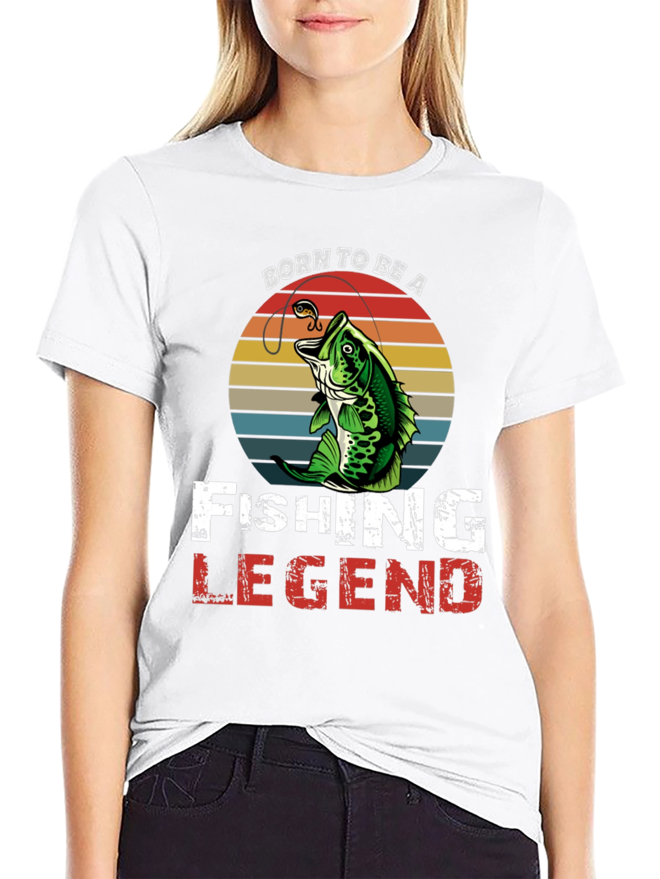 Black Born To Be a Fishing Legend Graphic Tee view 9