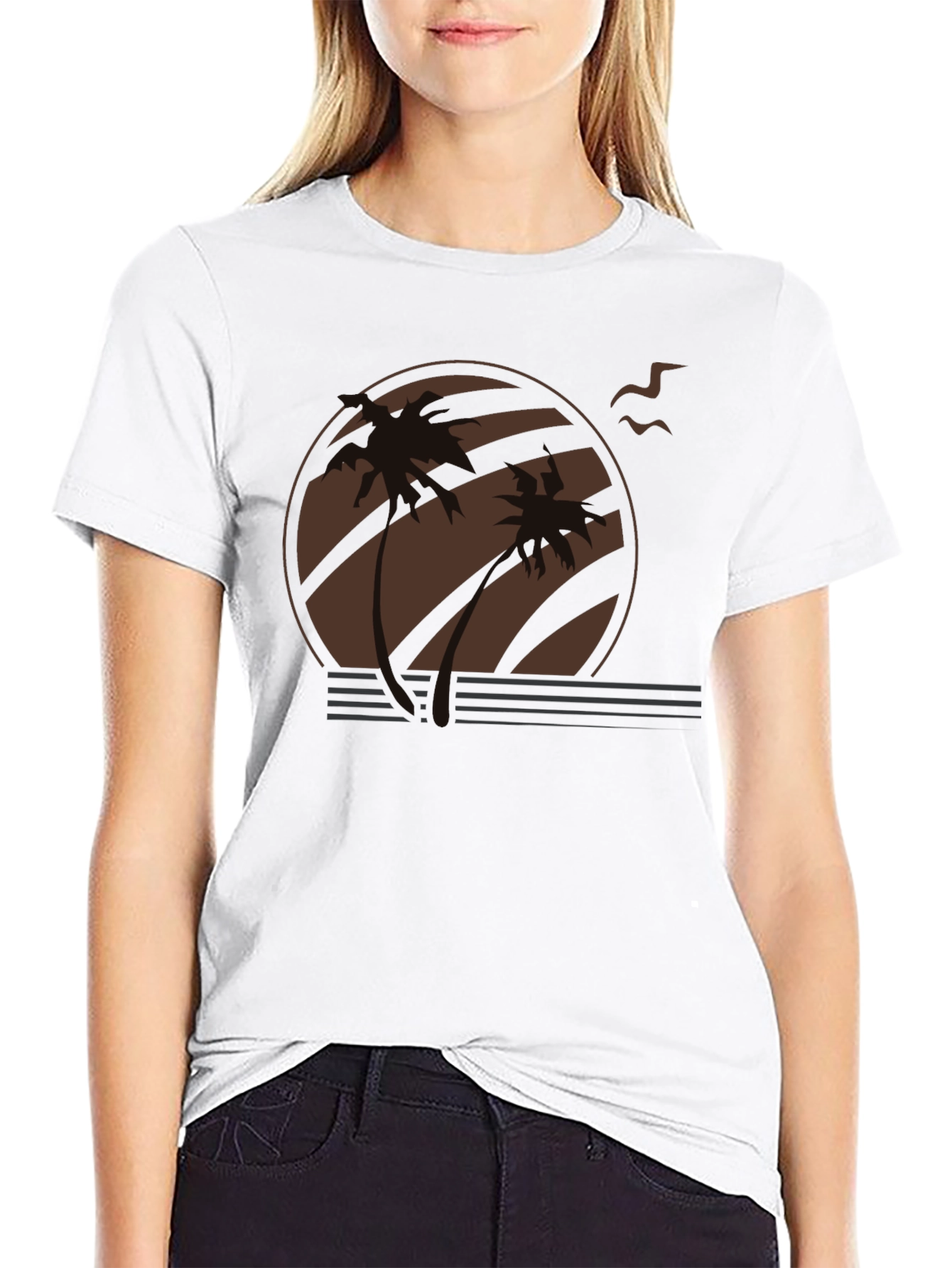 Black Sunset Palm Tree Graphic Tee - Retro Style view 9