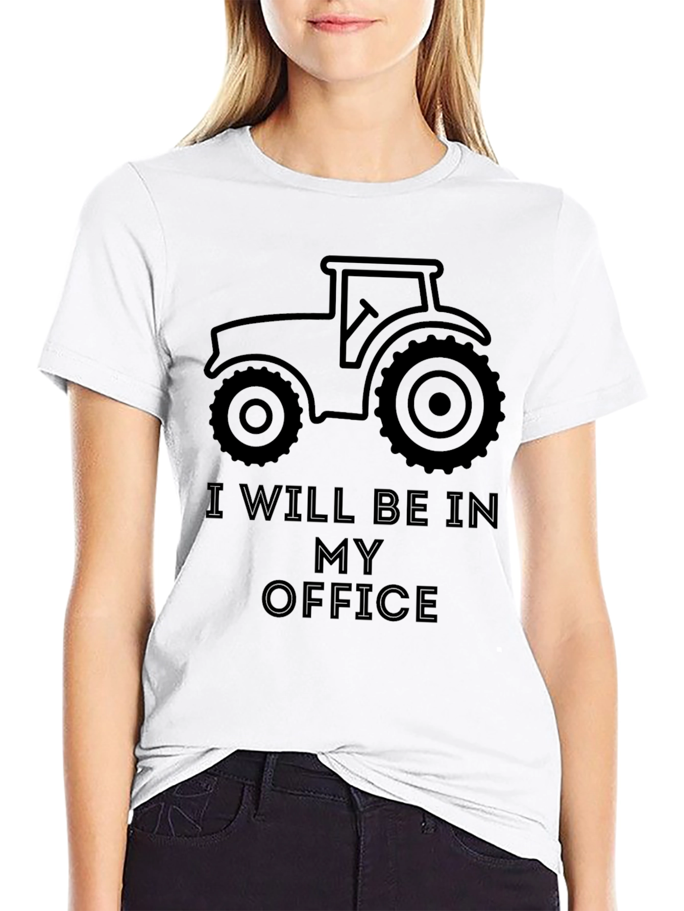 Black Tractor Office Funny Farm T-Shirt view 9