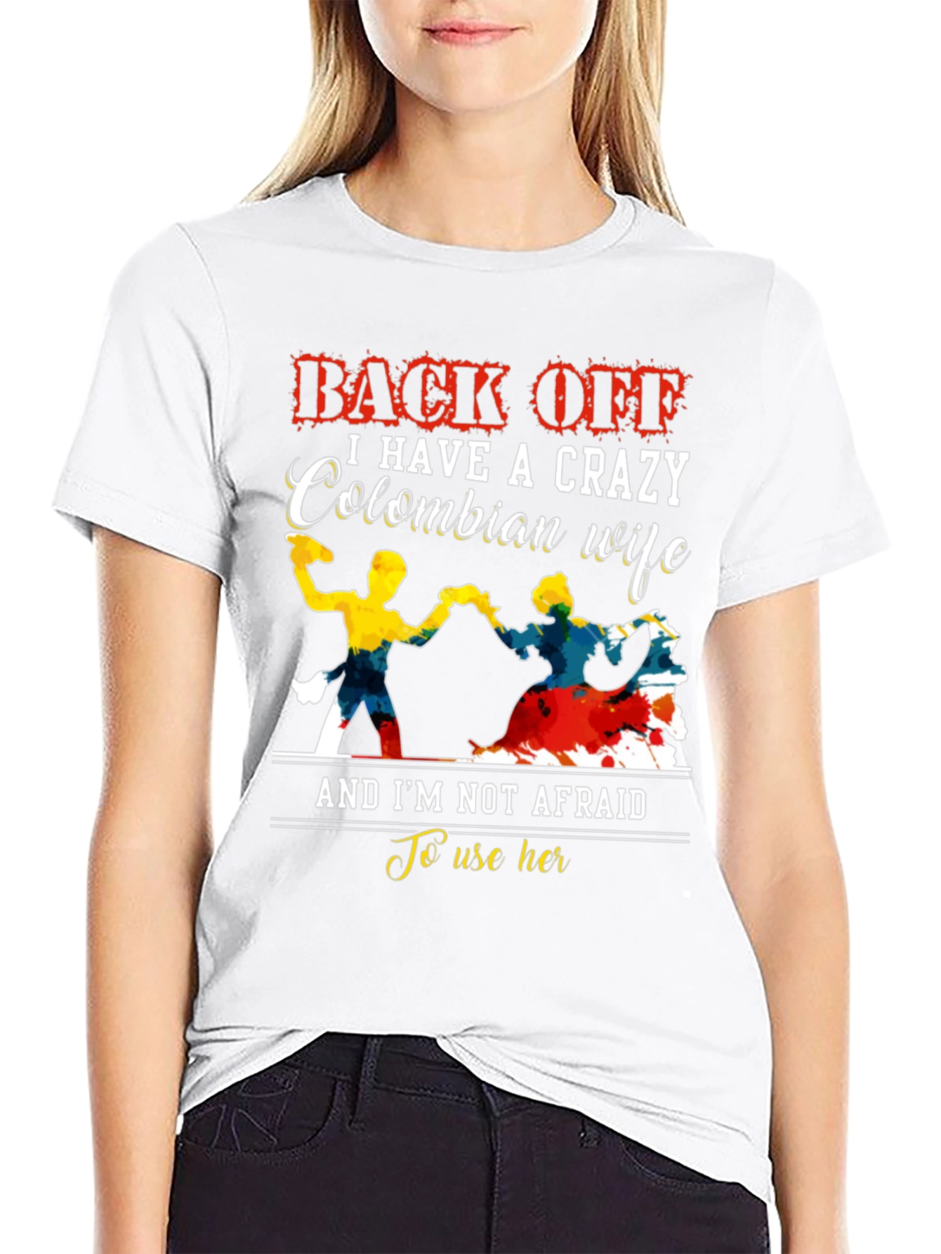 Black Crazy Colombian Wife Graphic Tee view 9