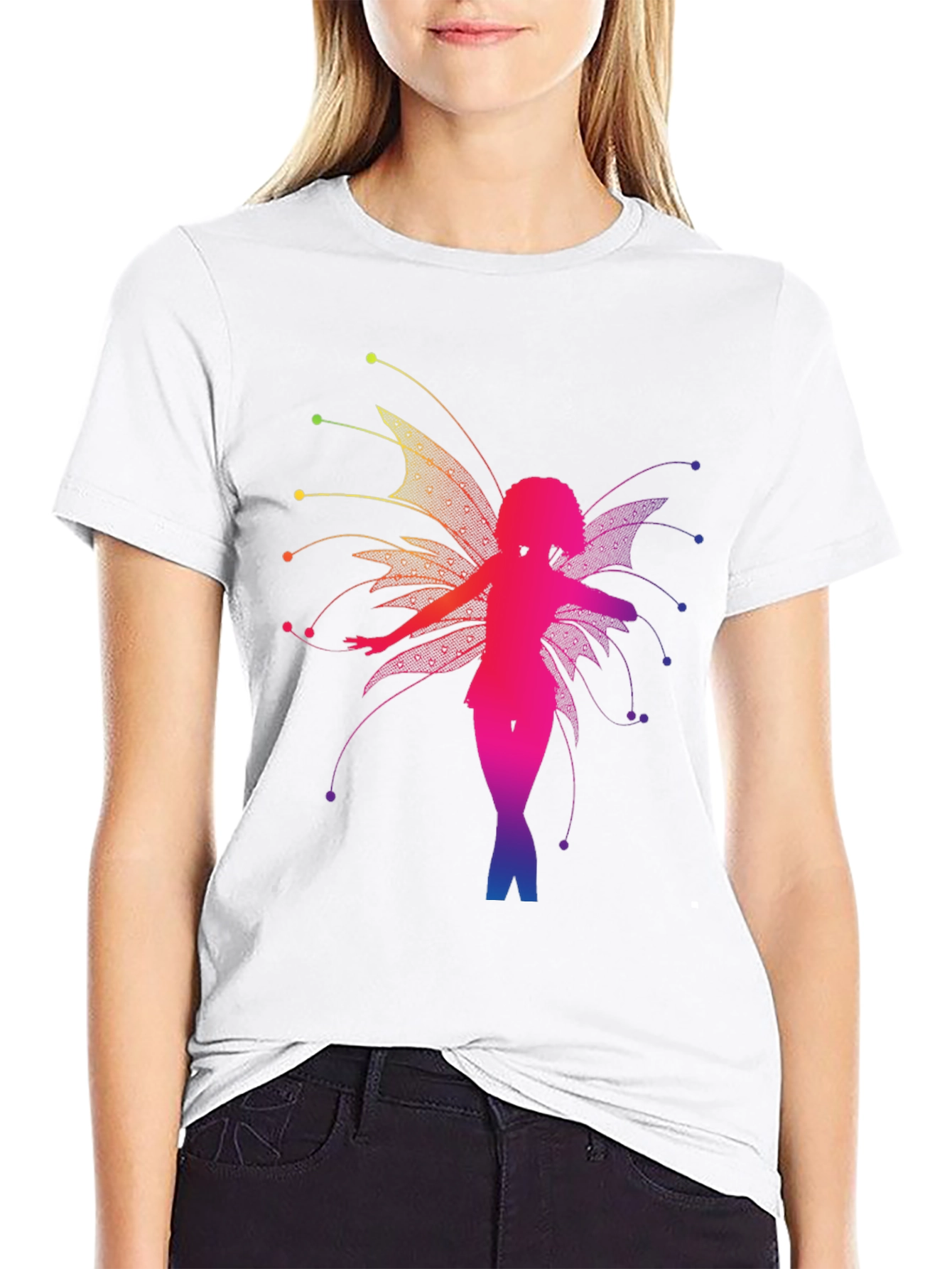 Rainbow Fairy Graphic Black T-Shirt - 9