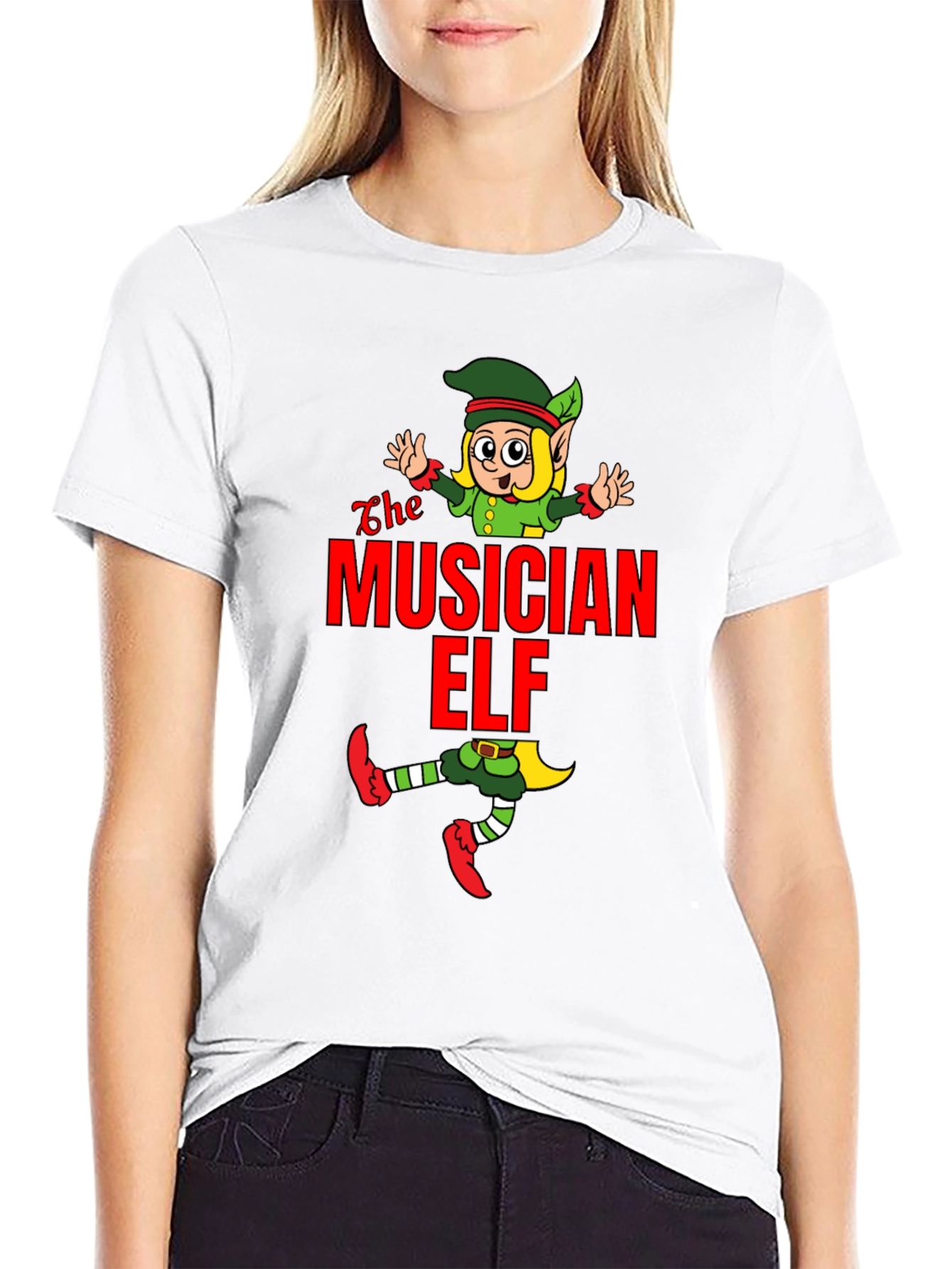 Black The Musician Elf T-Shirt - Holiday Cheer! view 9
