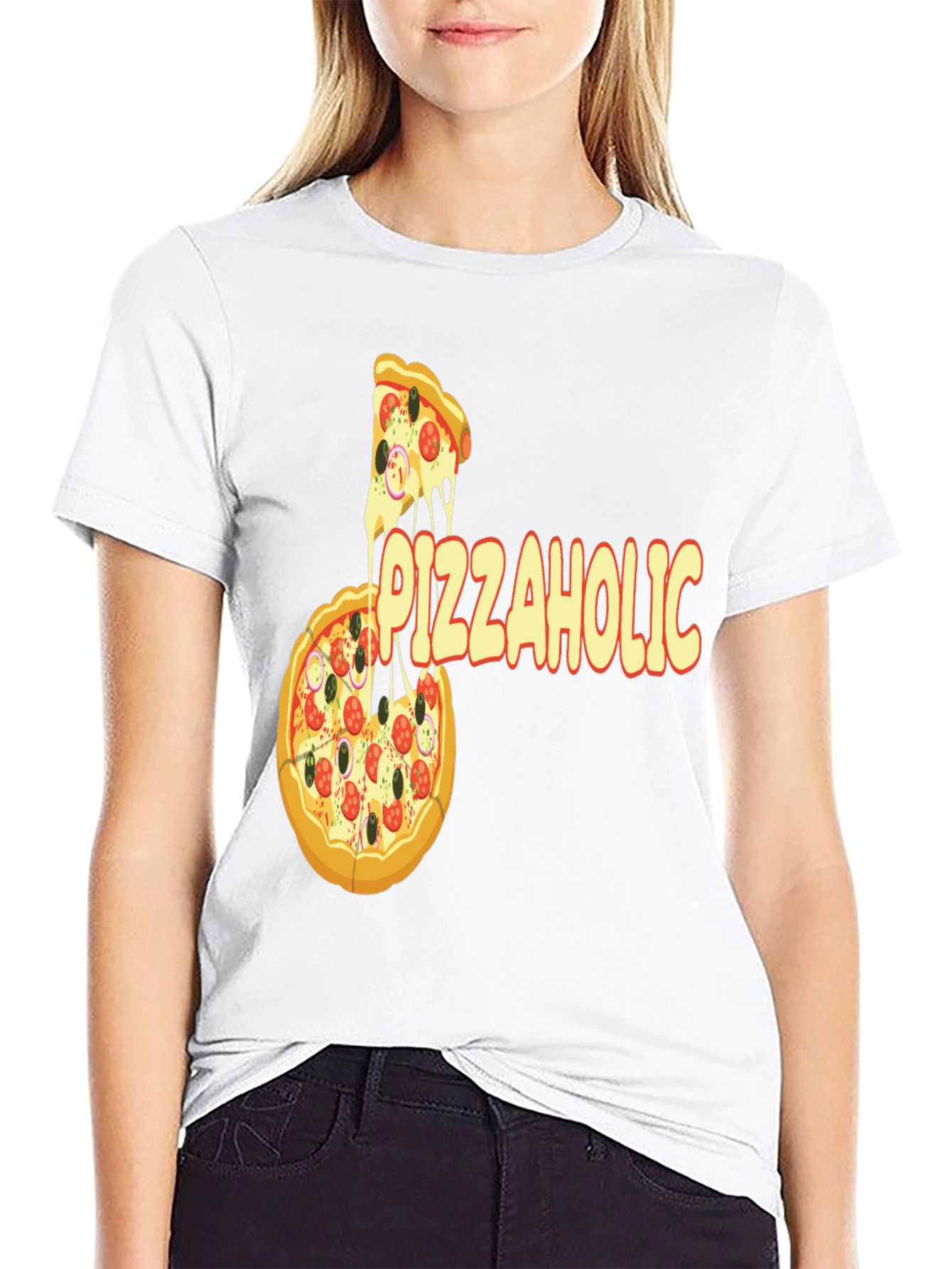 Black PizzaHolic Graphic T-Shirt - Funny Foodie Tee view 9