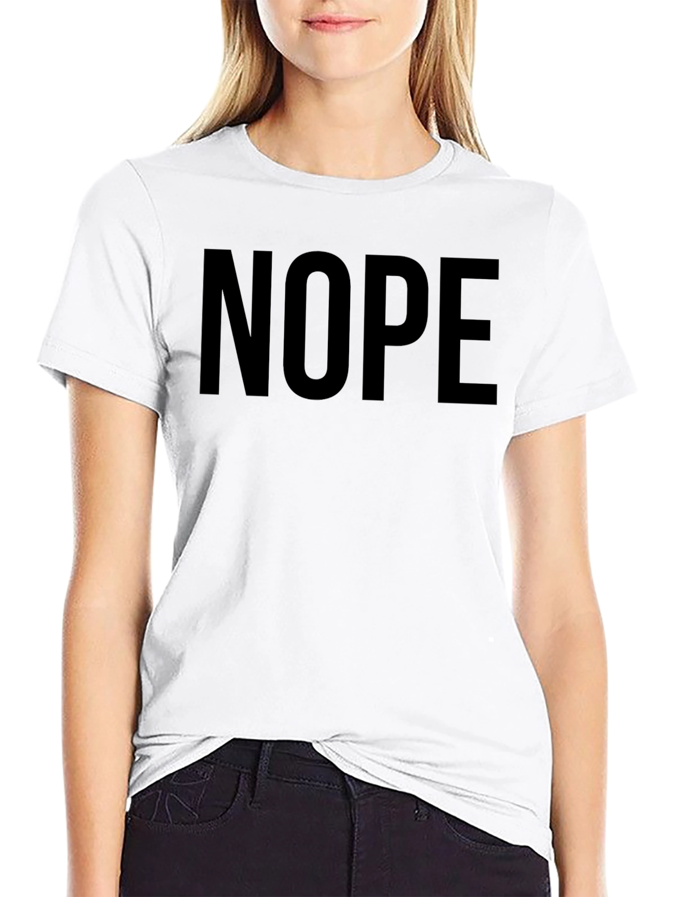 Black Nope Graphic Tee - Black Cotton Blend Crewneck view 9
