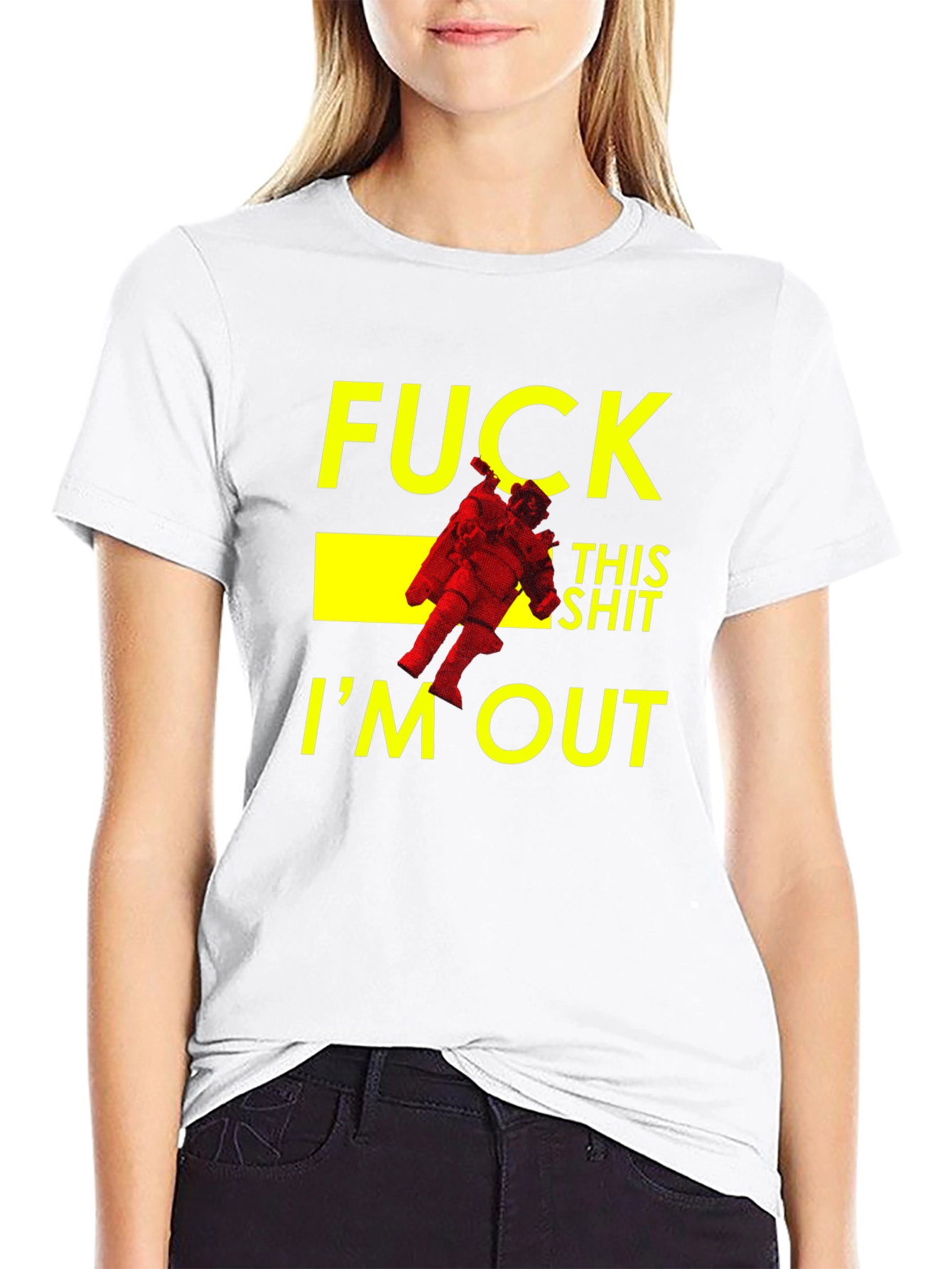Black Funny Astronaut "I'm Out" Black T-Shirt view 9