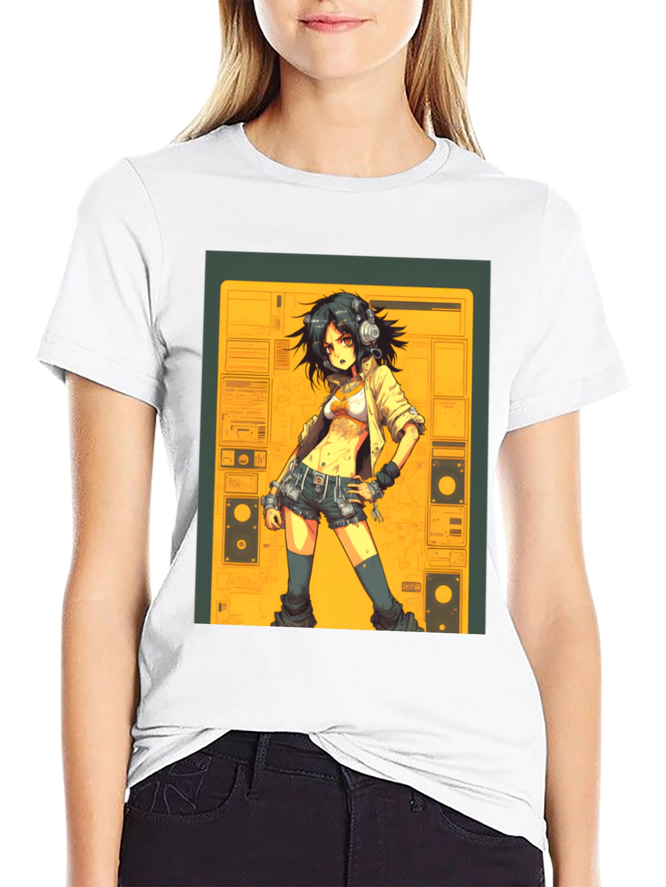 Black Anime Girl Graphic Tee - Black view 9
