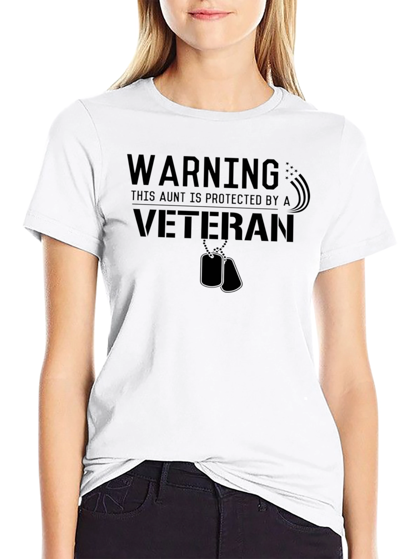 Black Protected Aunt Veteran Graphic Tee view 9