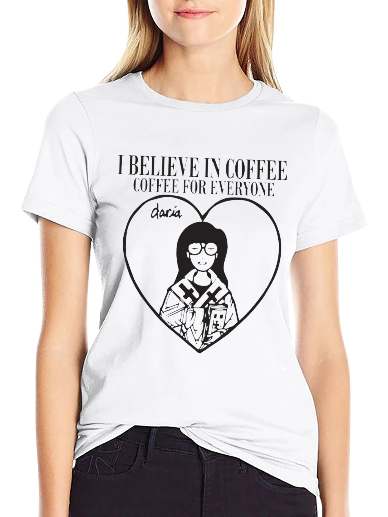 Black I Believe In Coffee Graphic T-Shirt view 9