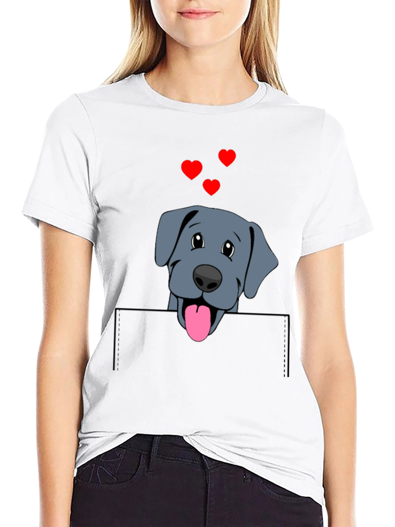 Black Cute Dog in Pocket T-Shirt view 9