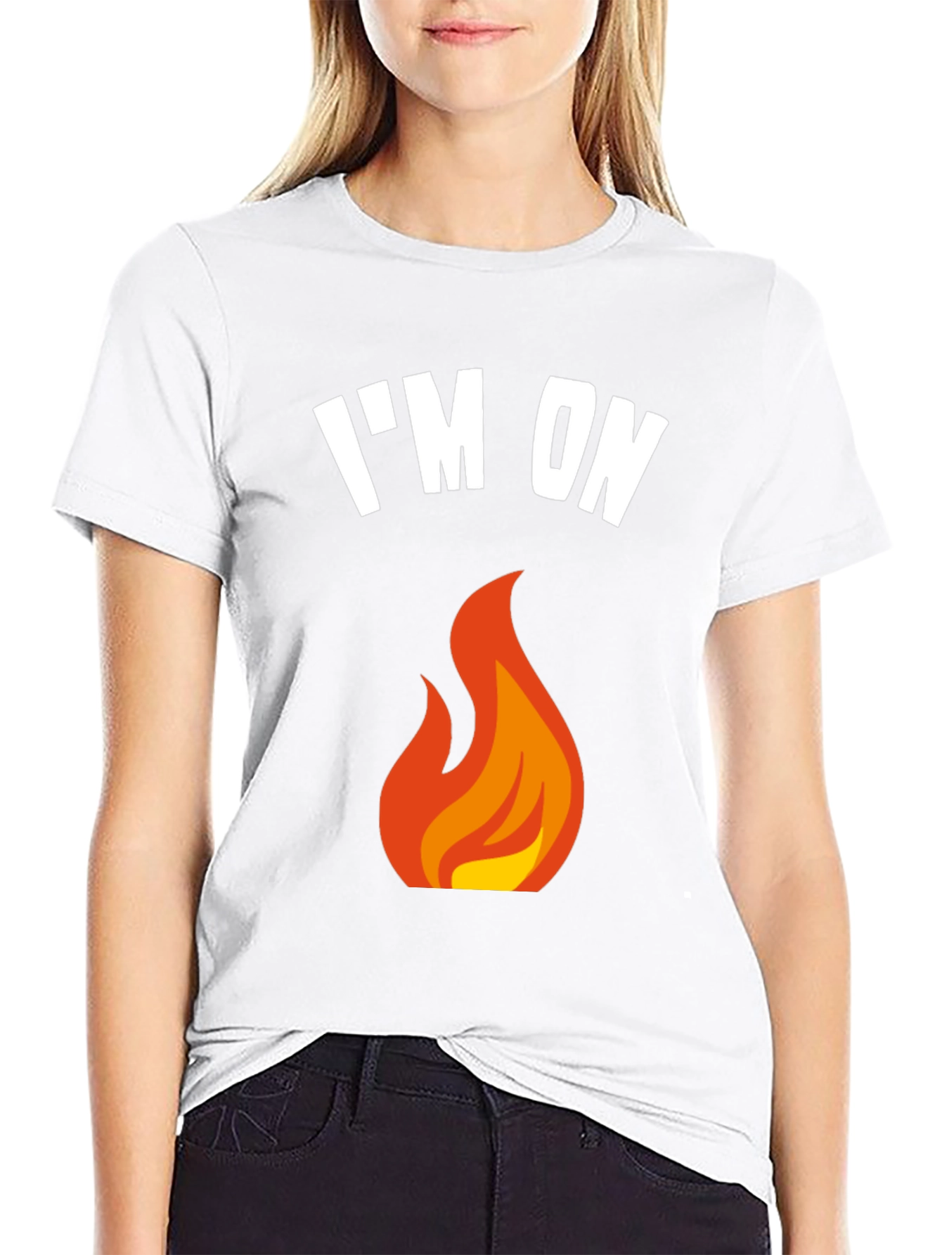 Black I'm On Fire Graphic T-Shirt - Black Crew Neck Tee view 9