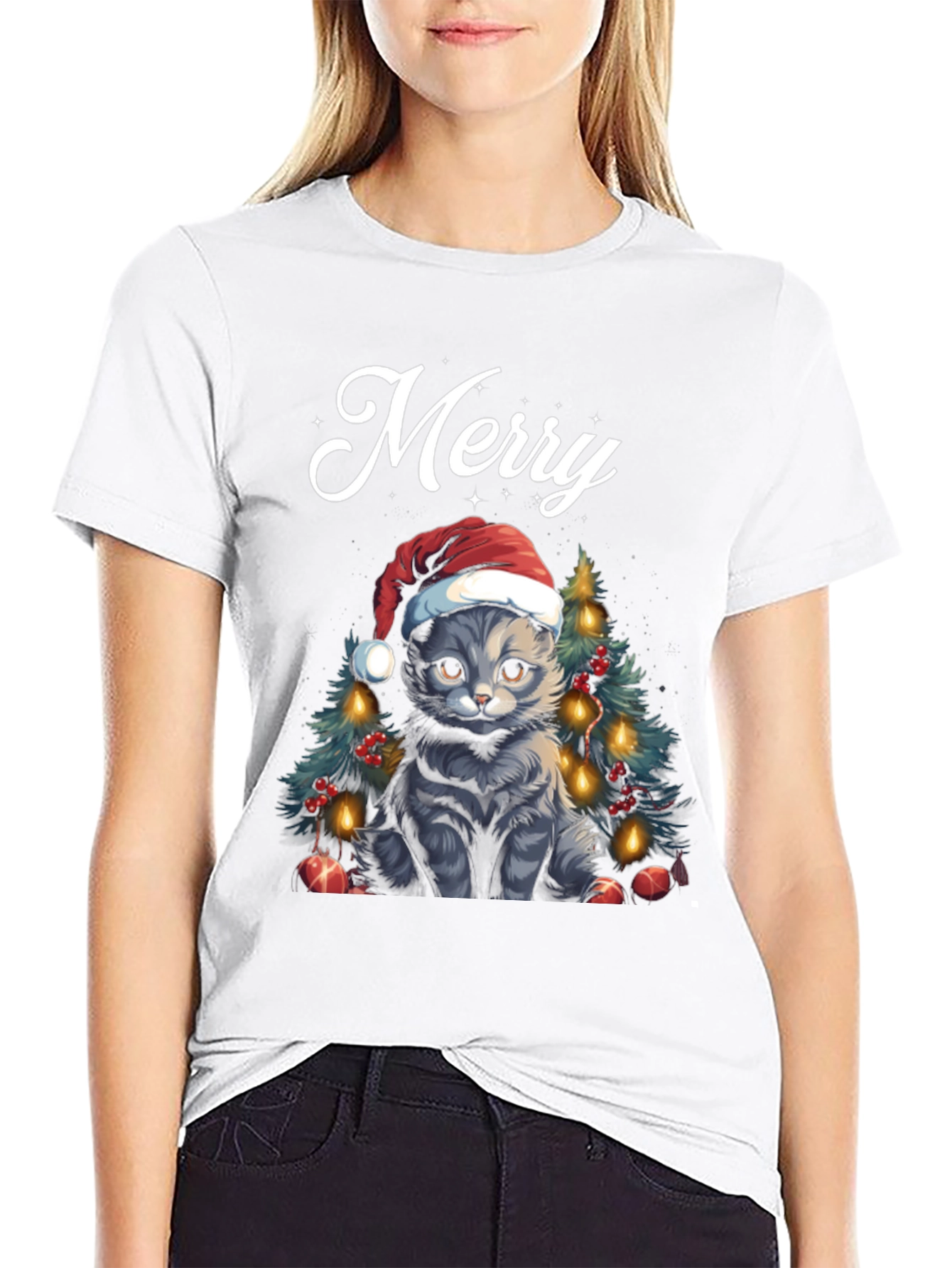 Black Merry Catmas T-Shirt view 9