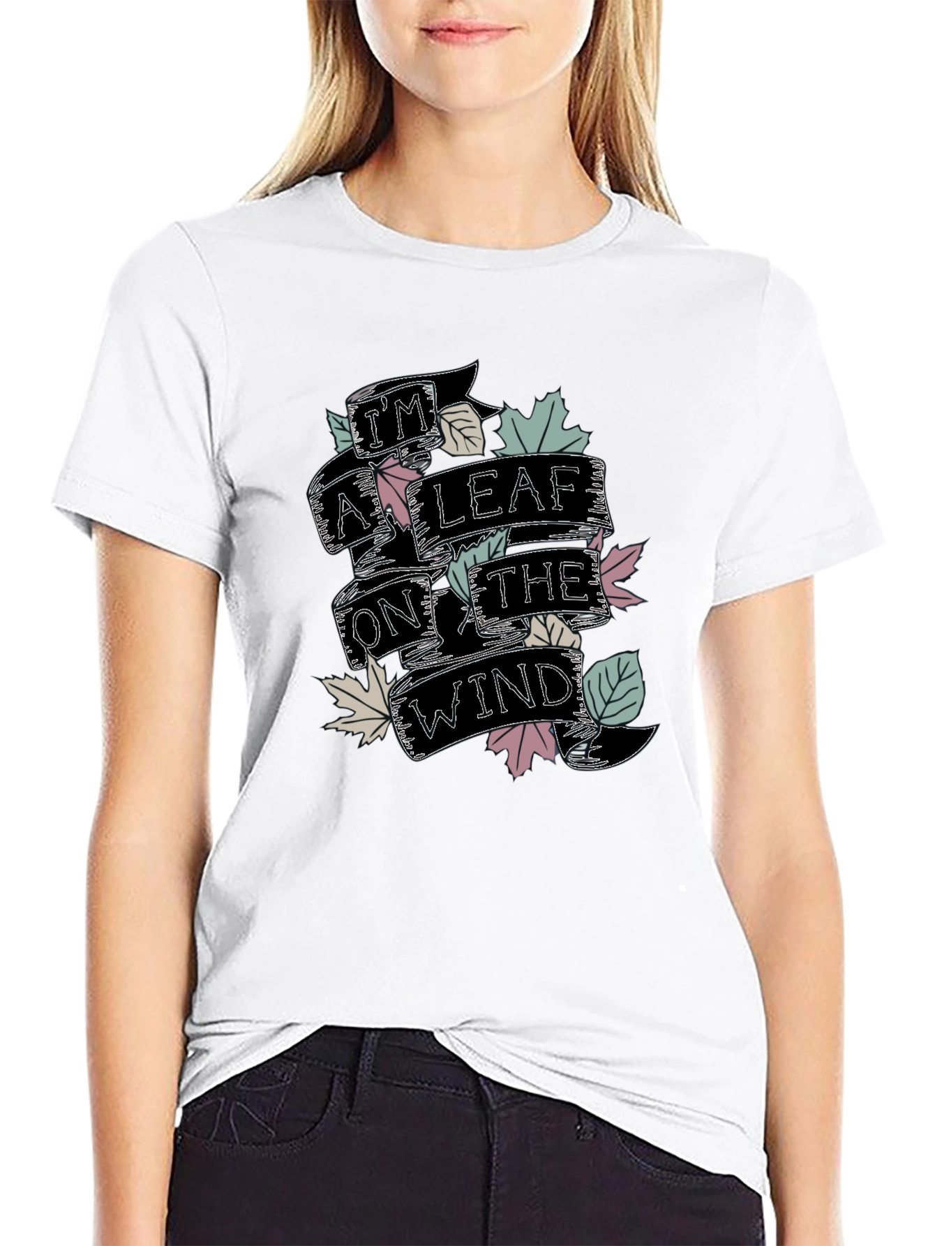 Black I'm a Leaf on the Wind Graphic T-Shirt view 9