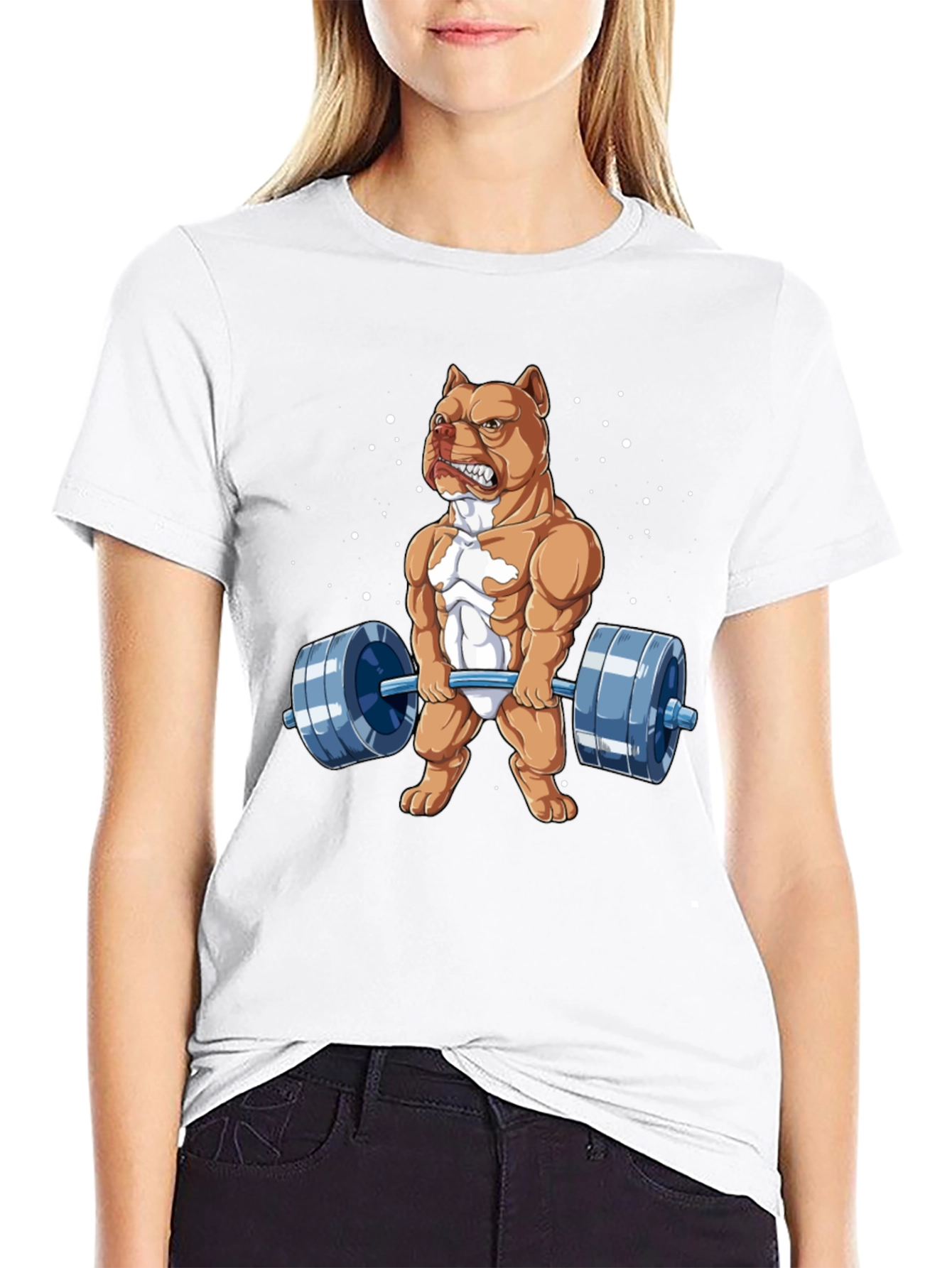 Black Weightlifting Pitbull Graphic Tee - Bodybuilding Dog Shirt view 9