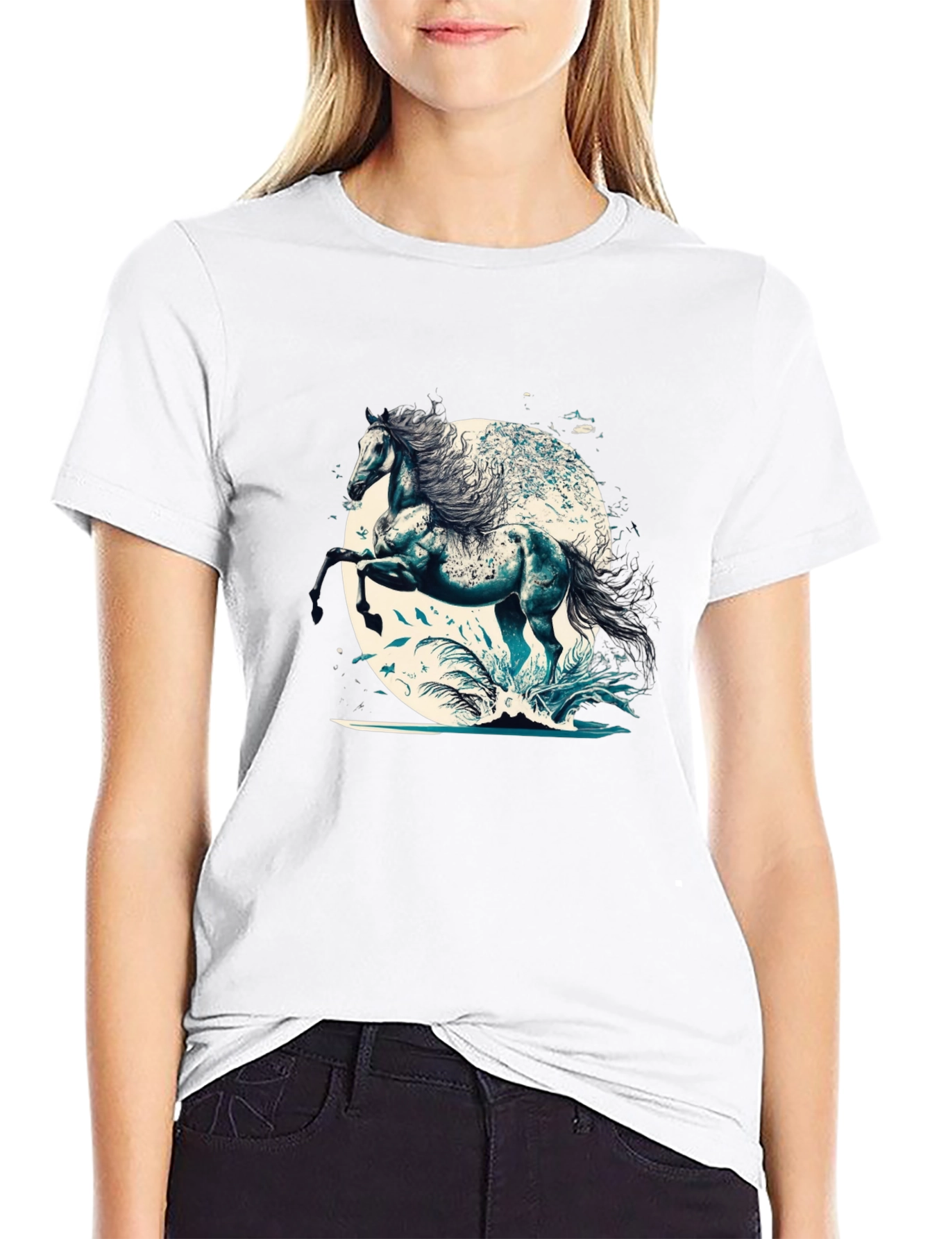 Black Majestic Horse Graphic T-Shirt view 9