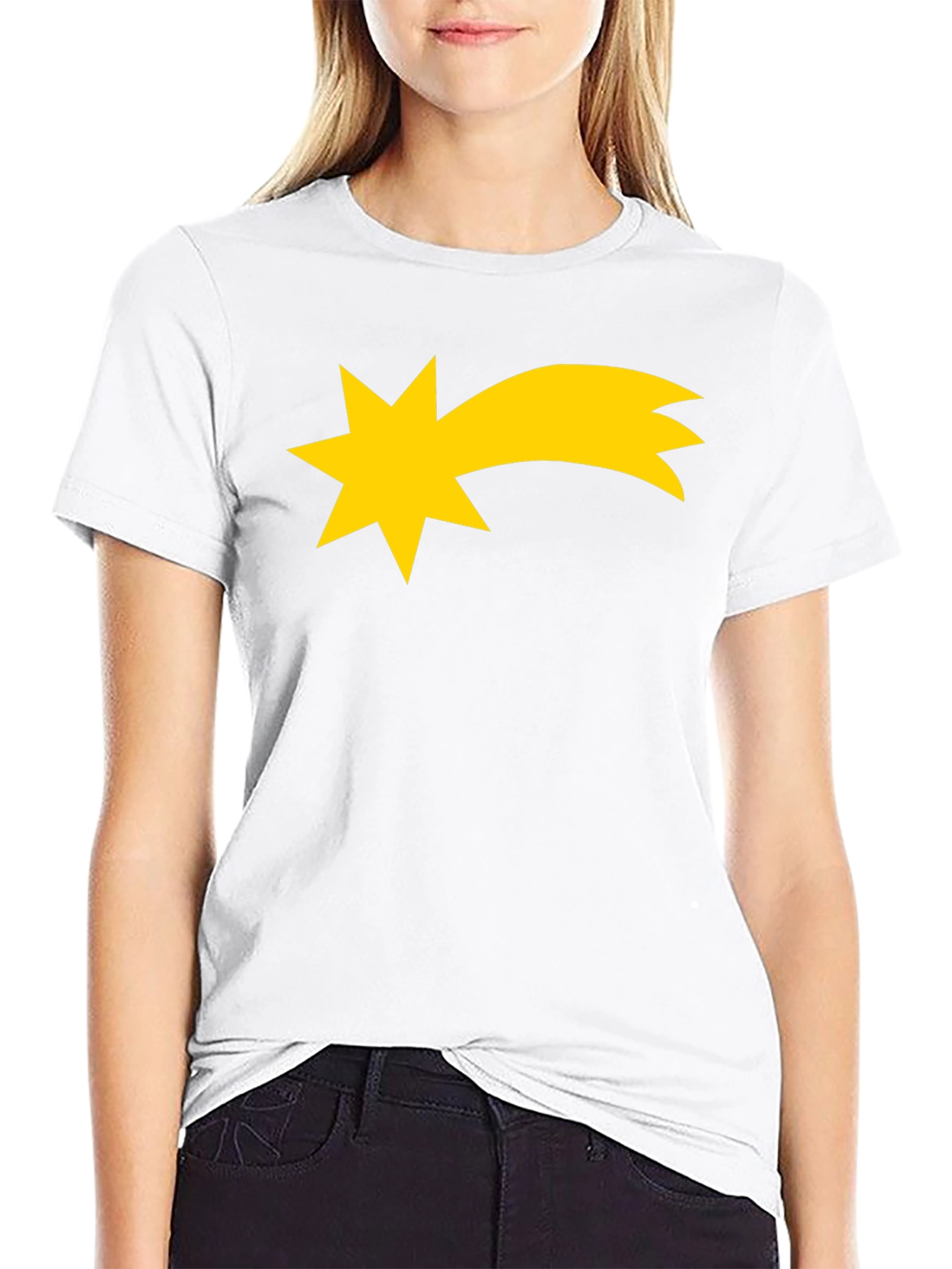 Black Shooting Star Graphic Tee - Black Cotton T-Shirt view 9