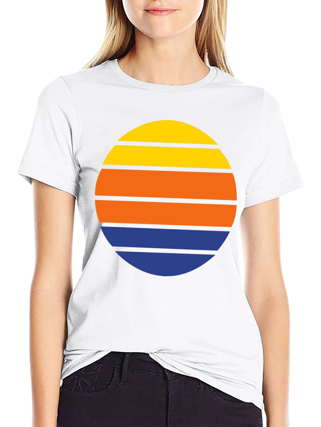 Black Retro Sunset Striped T-Shirt view 9