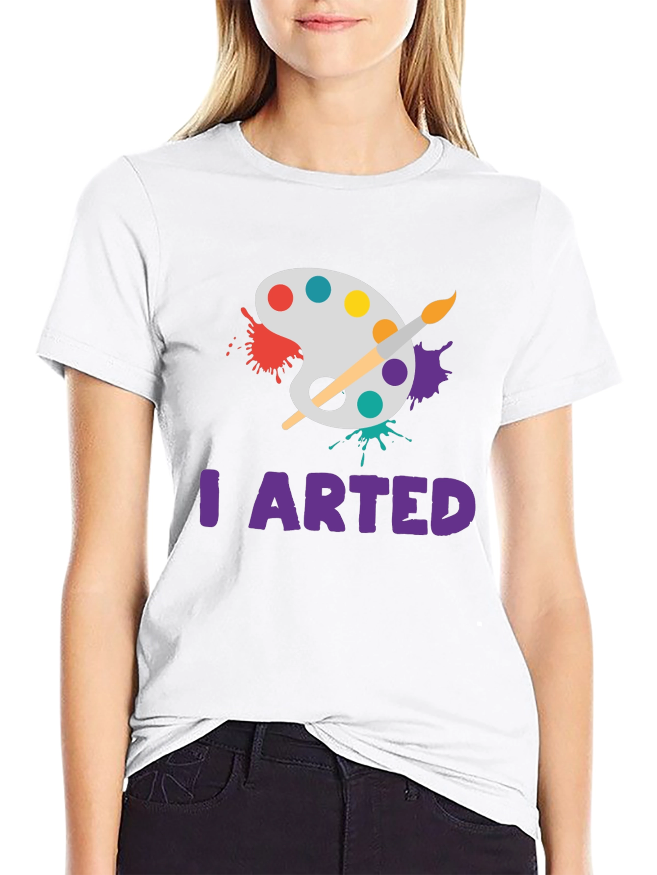 Black I Arted T-Shirt - Painter's Palette Design view 9