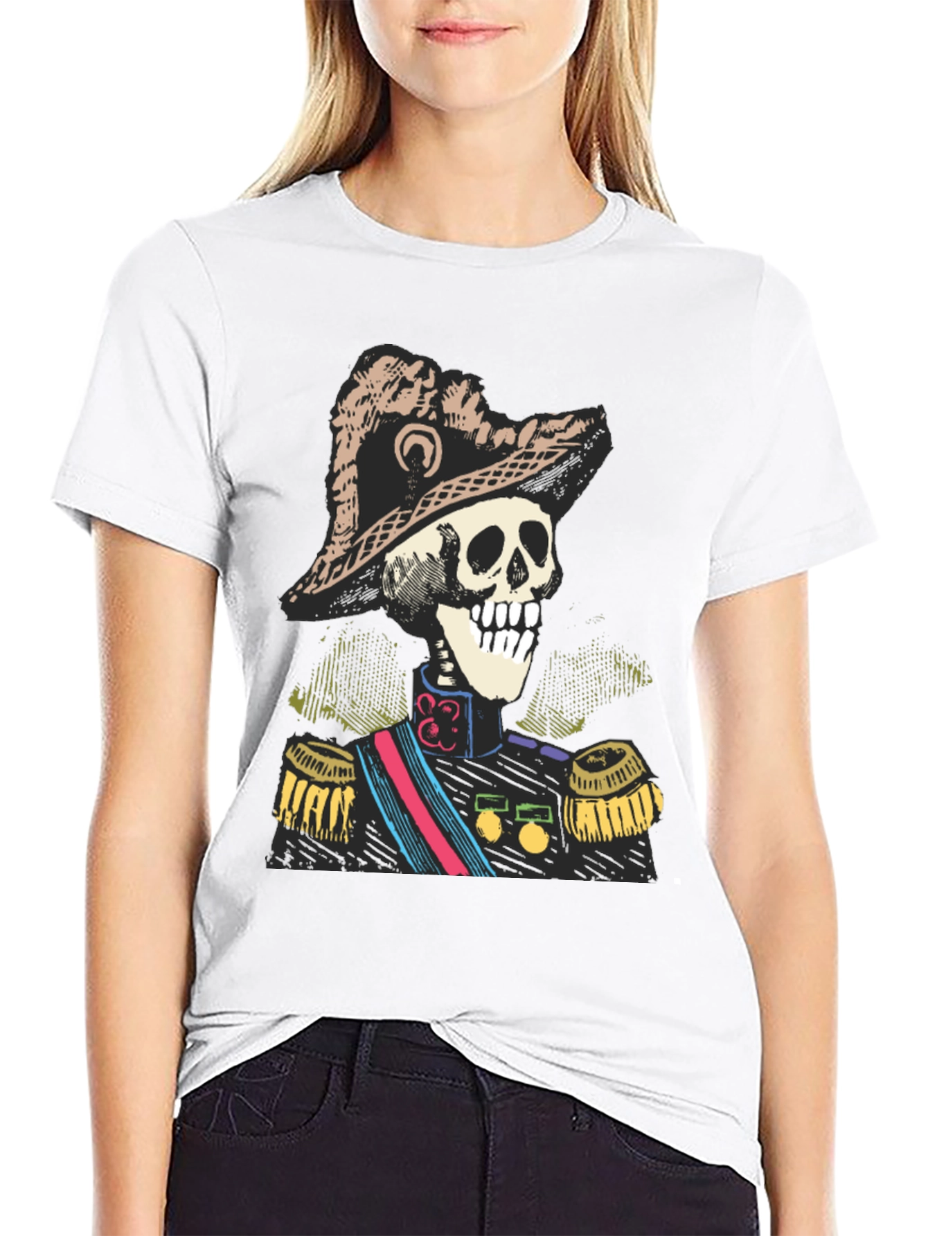 Black Skeleton General T-Shirt - Unique Design view 9