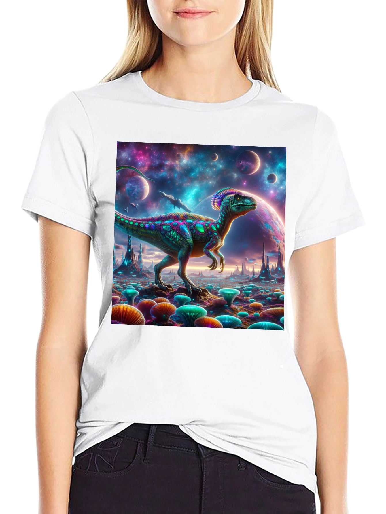 Black Dino Galaxy T-Shirt view 9