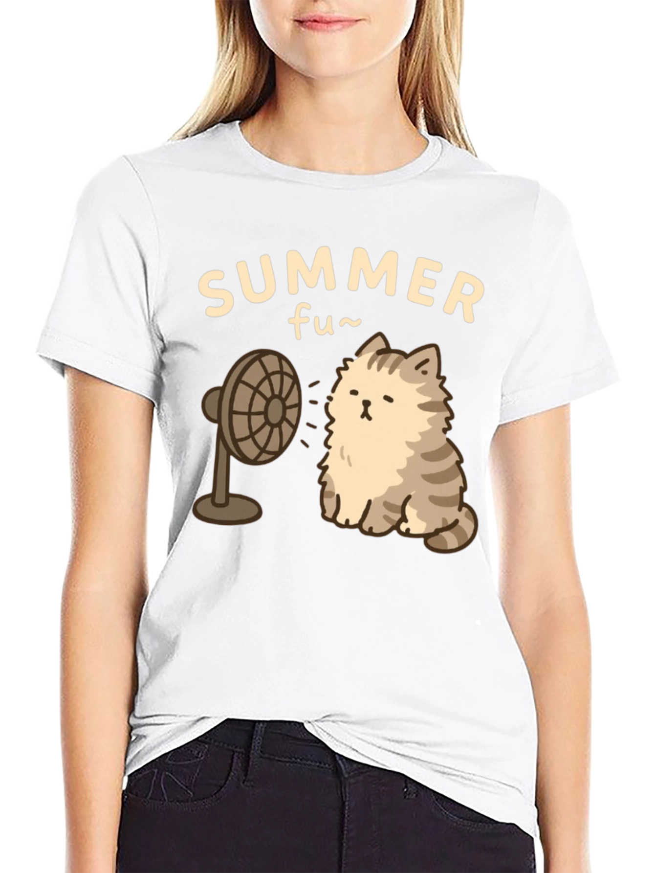 Black Summer Fun Cat T-Shirt view 9
