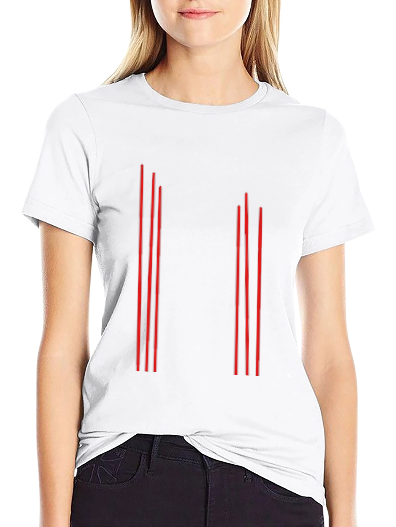 Black Modern Minimalist Vertical Line Graphic Tee - Black view 9