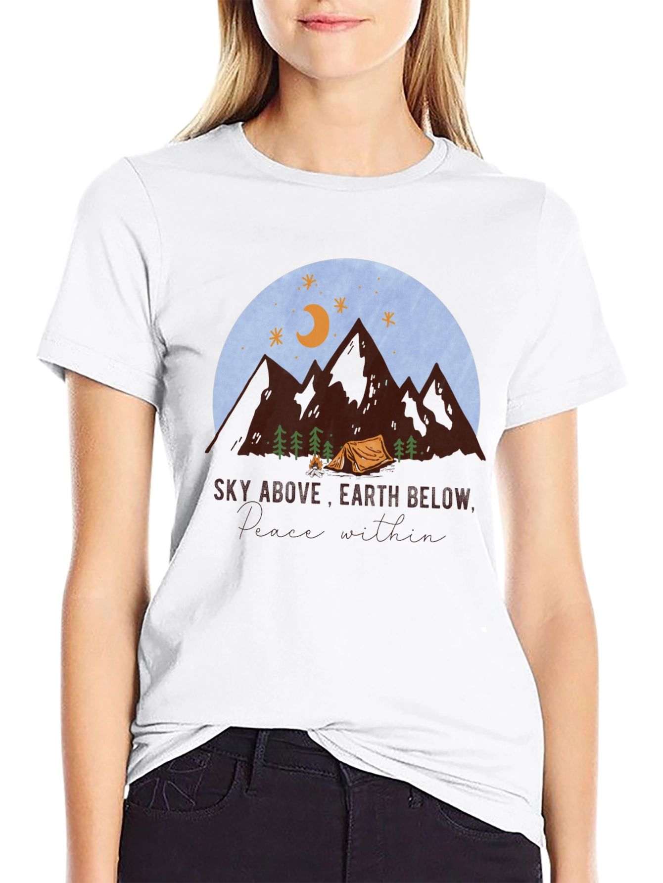 Black Nature Lover T-Shirt - Sky Above Earth Below view 9