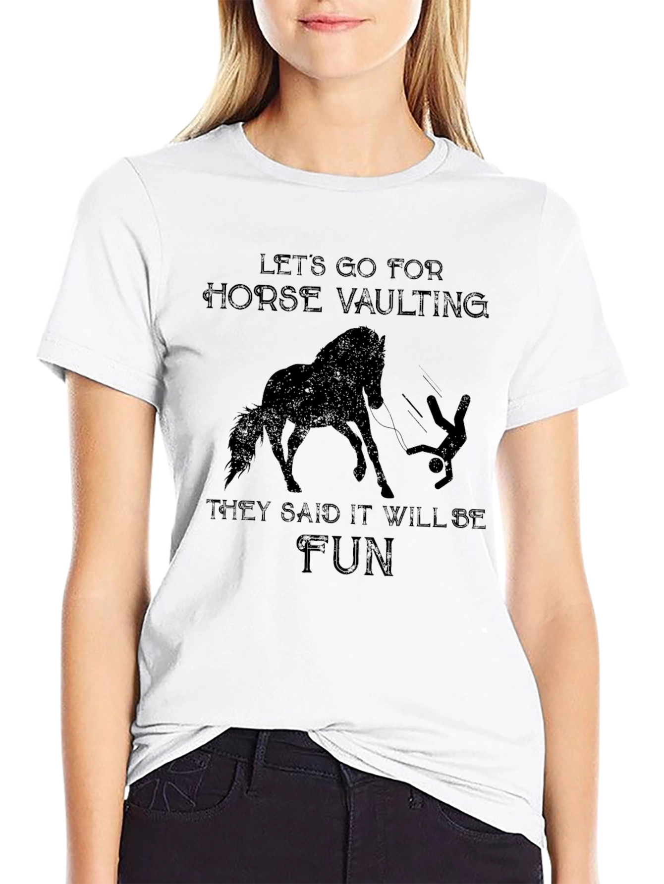 Black Horse Vaulting Graphic Tee - Funny Horse Lover Shirt view 9