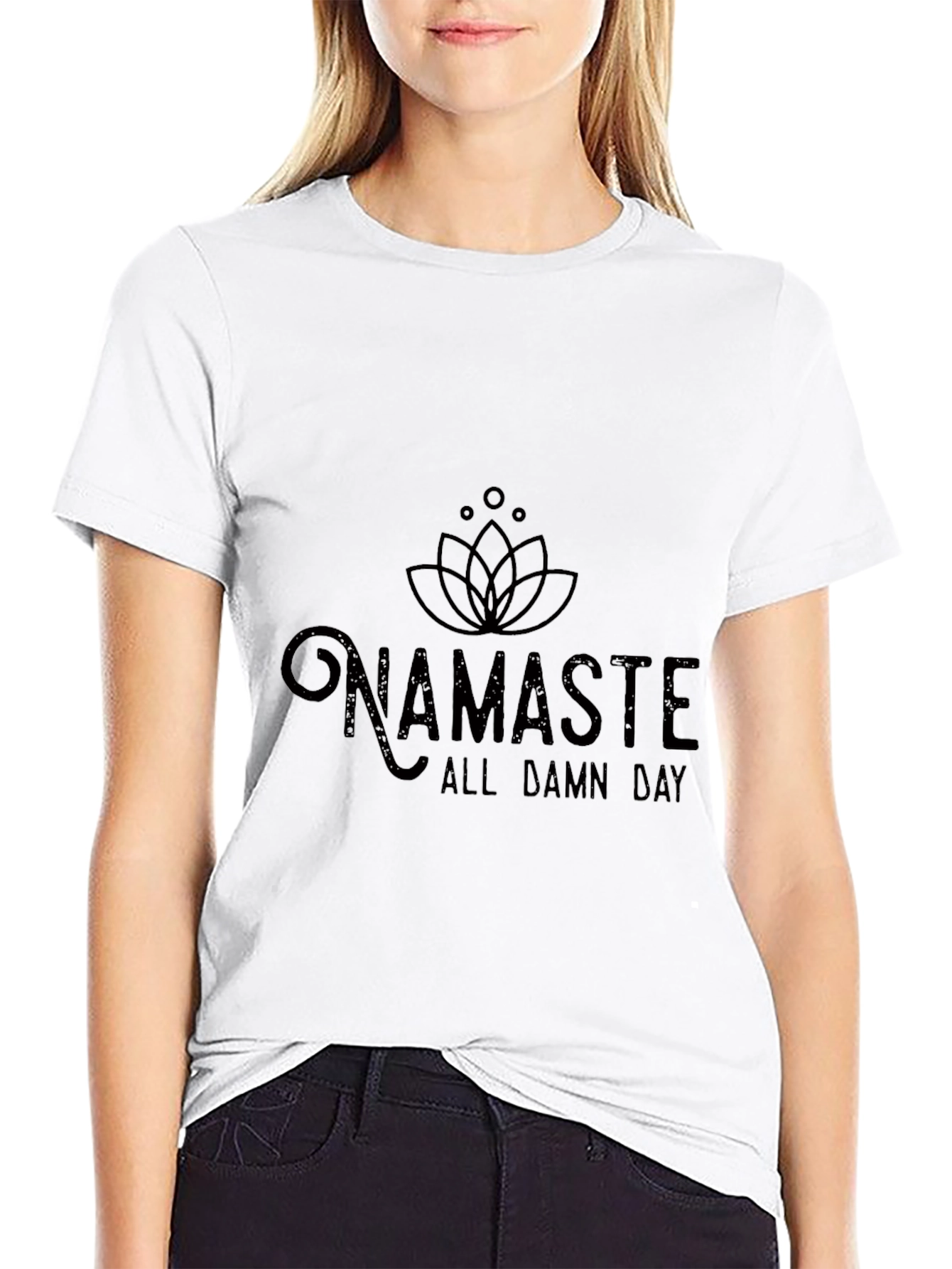 Black Namaste All Damn Day Graphic Tee view 9