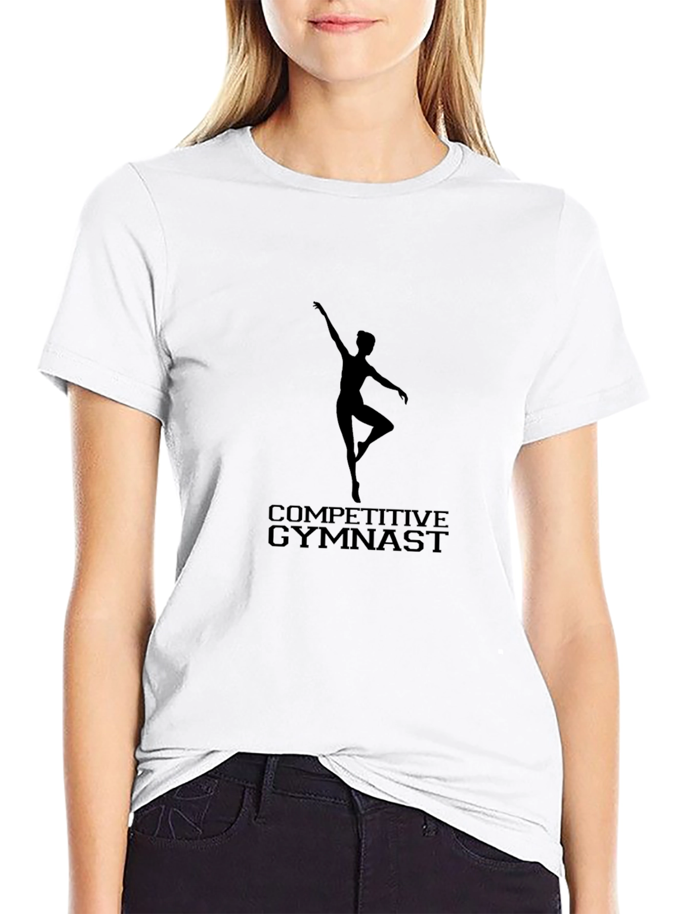 Black Competitive Gymnast Black T-Shirt view 9